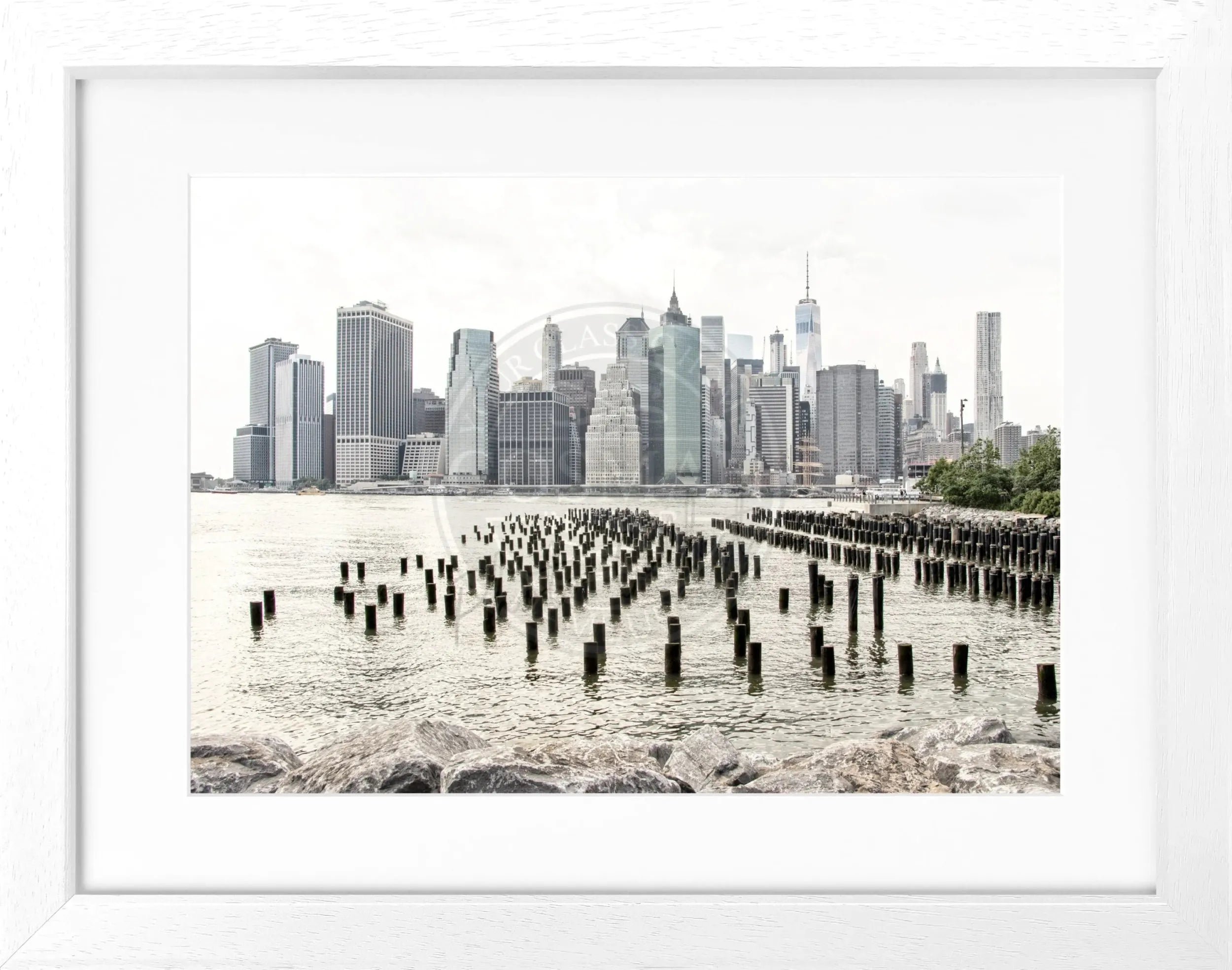 Schwarz-weiß Poster mit Rahmen von New York NY108, von Cosman-Photocollection, 31x25 cm, Wanddekoration.
