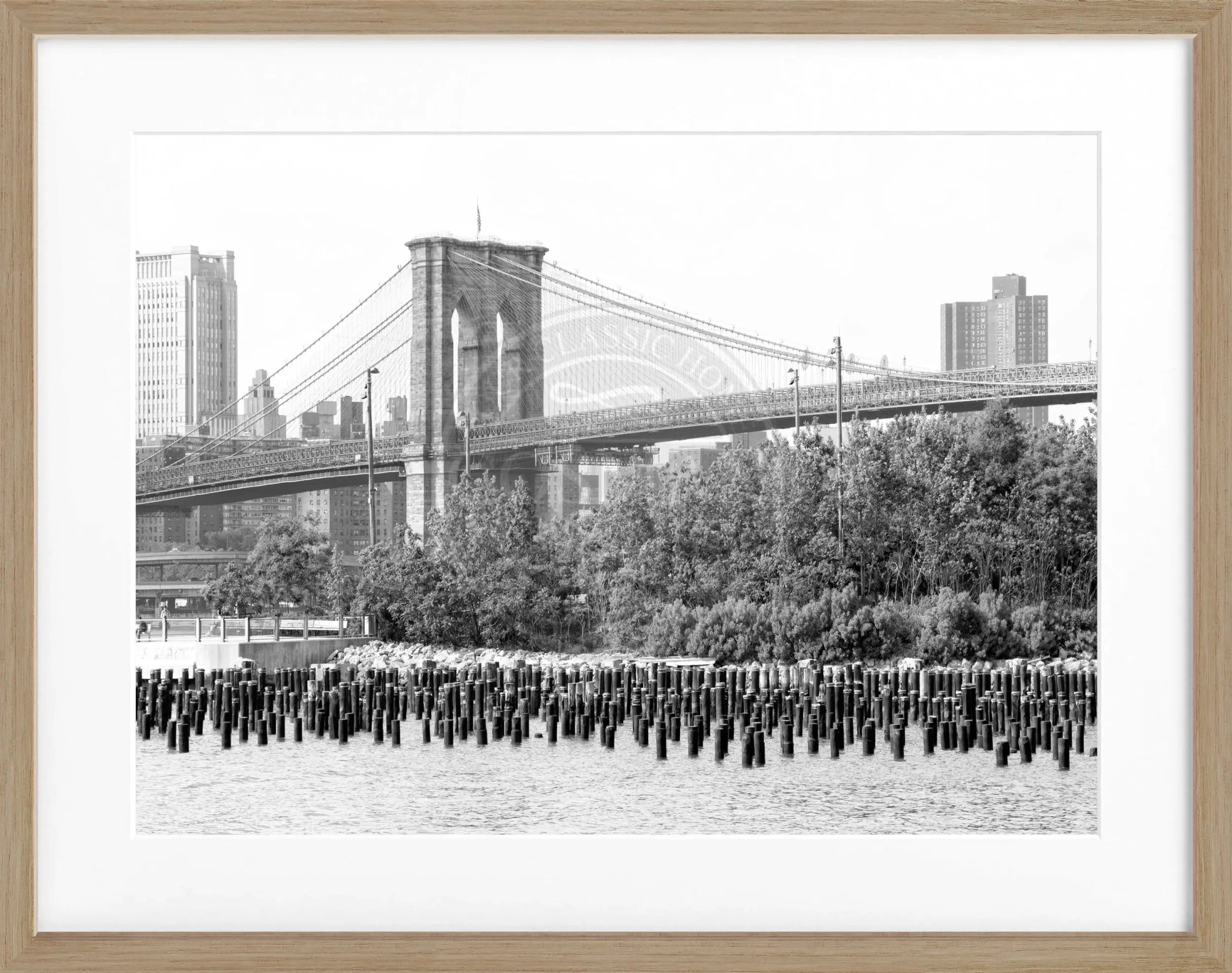 Schwarz-weiß Poster mit Rahmen von New York NY122, 31x25cm, von Cosman-Photocollection, Wanddekoration im urbanen Stil