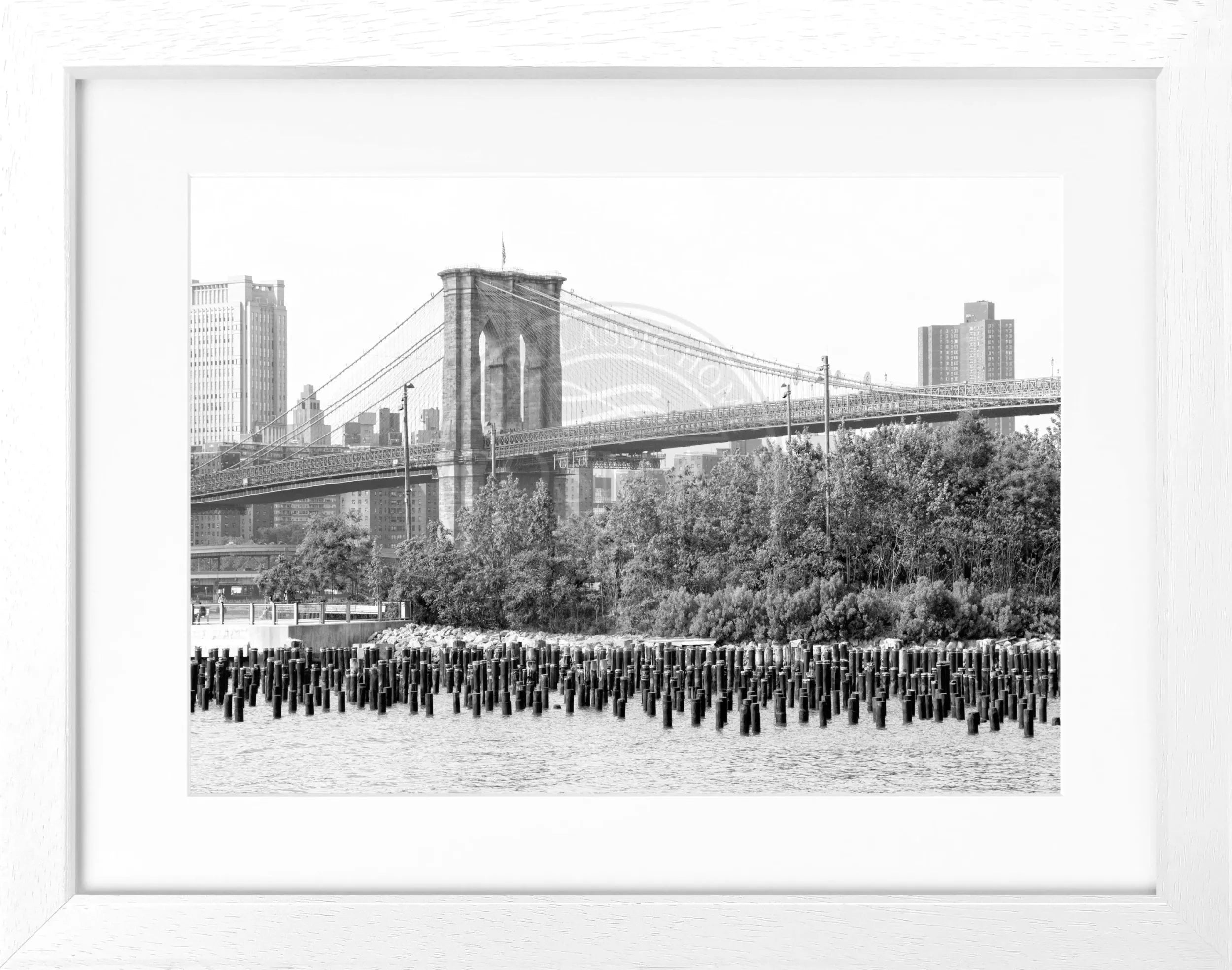 Schwarz-weiß Poster mit Rahmen von Cosman-Photocollection, New York NY122, 31x25 cm, urbanes Stadtmotiv, Wanddekoration