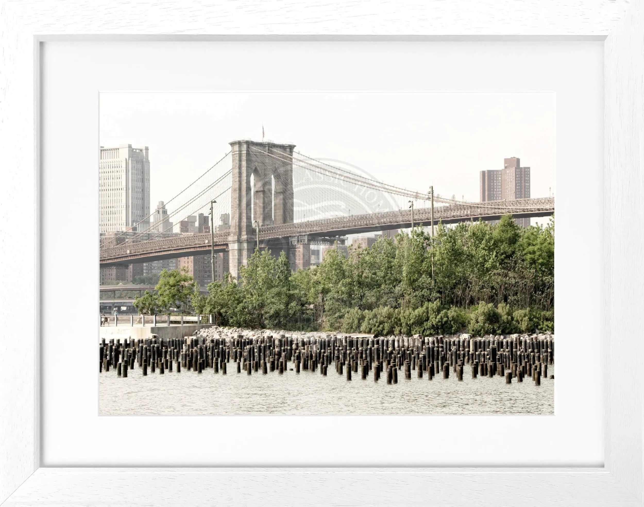 Schwarz-weiß Poster mit Rahmen von Cosman-Photocollection, New York NY122, 31x25 cm, dekoratives Wandbild