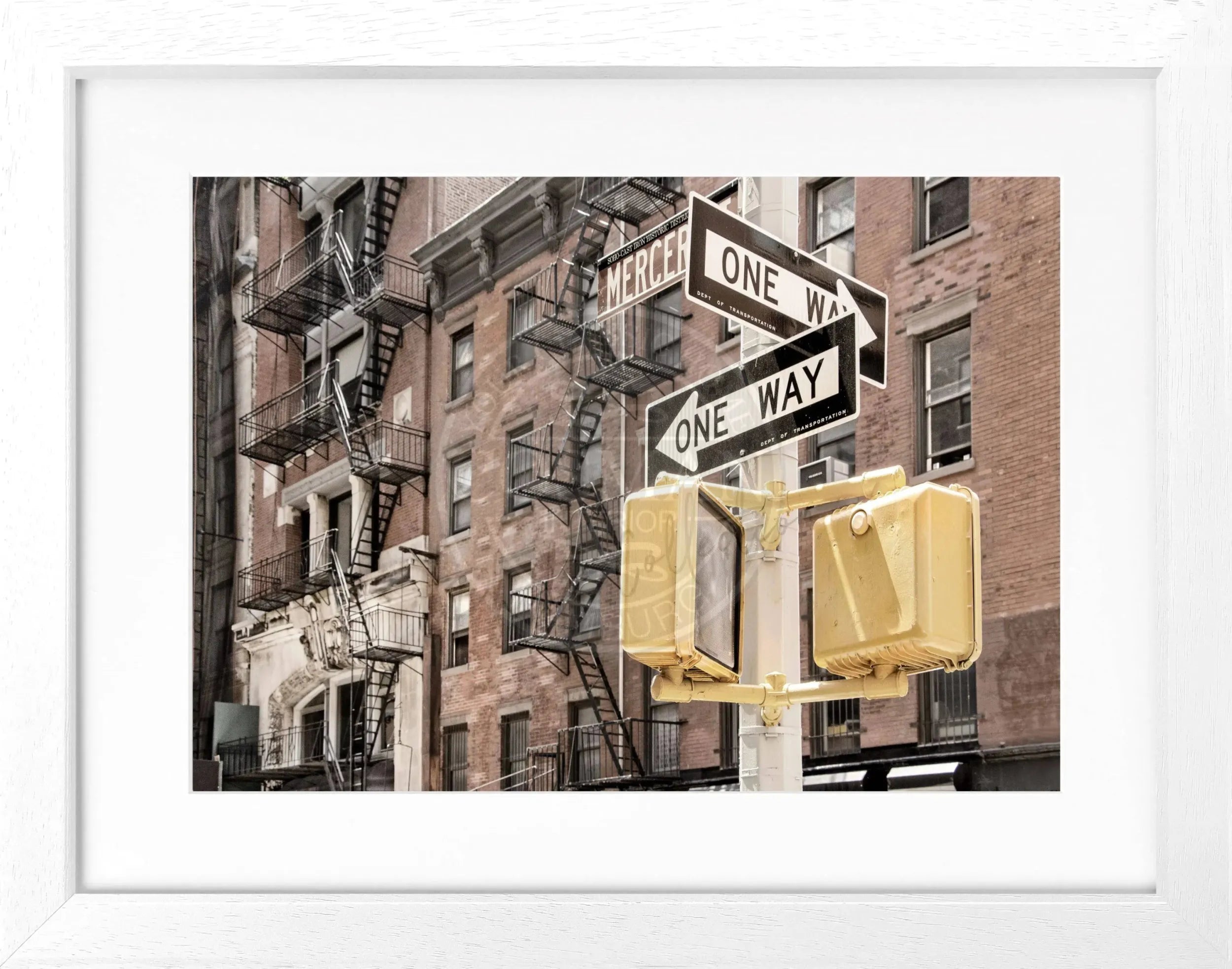 Schwarz-weiß Poster mit Rahmen von New York NY82, 31x25cm, von Cosman-Photocollection, Wanddekoration mit Stadtmotiv