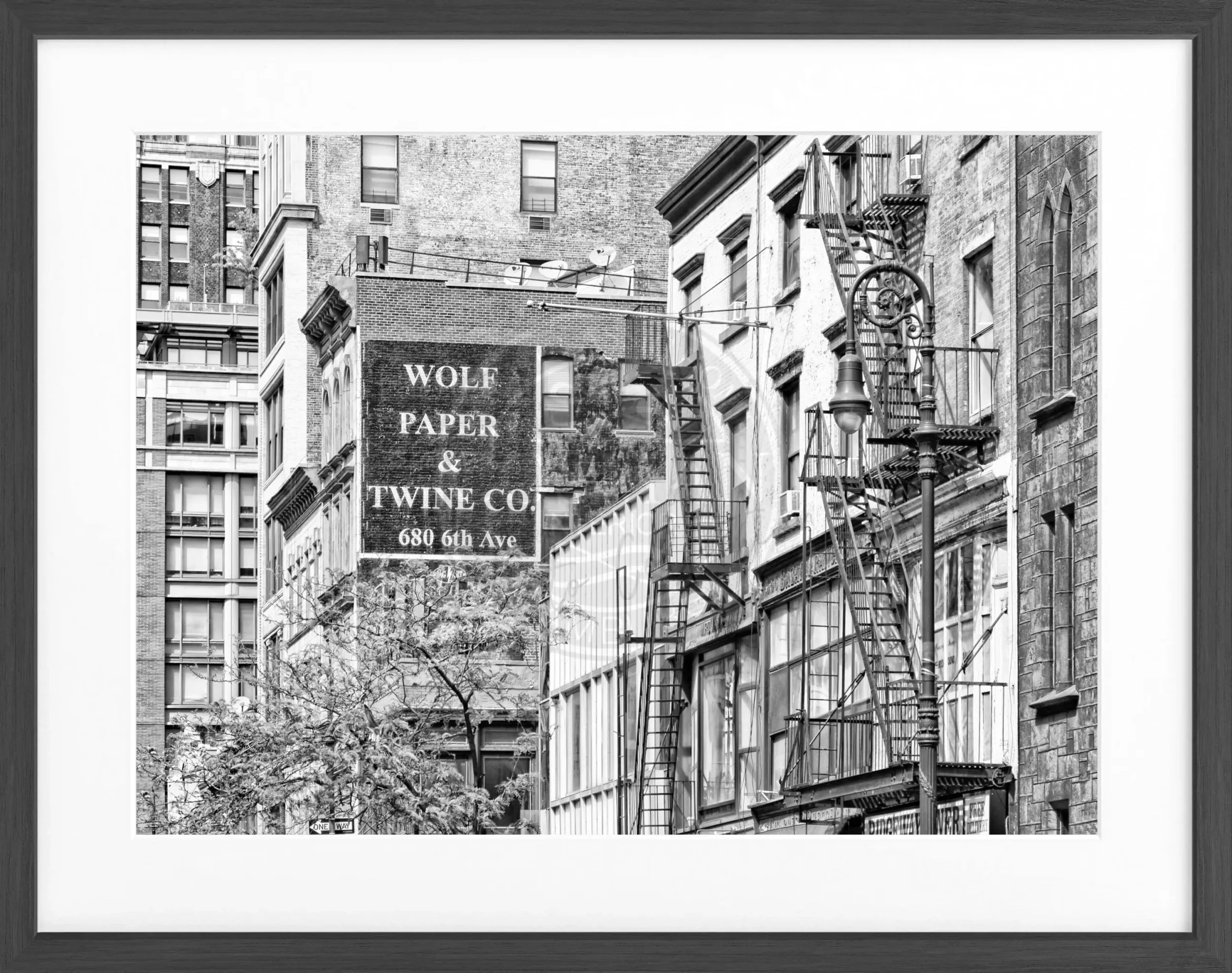 Schwarz-weiß Poster mit Rahmen von New York NY91, 31x25 cm, von Cosman-Photocollection, dekoratives Stadtmotiv