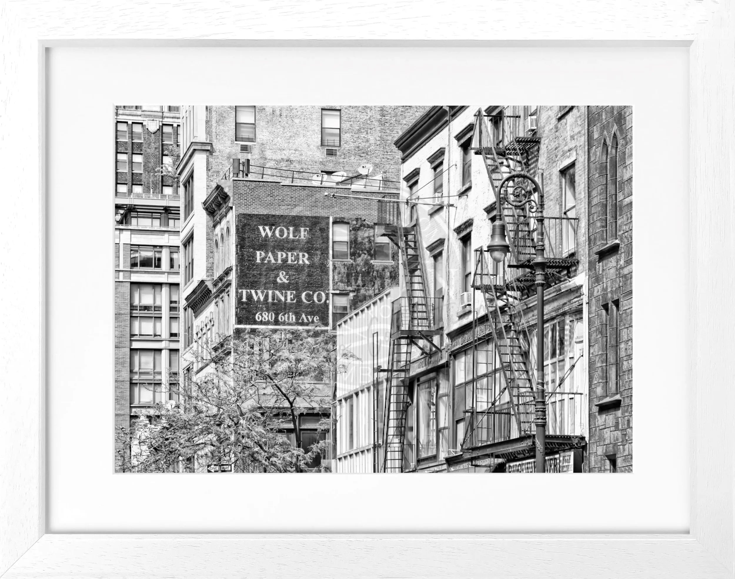 Schwarz-weiß Poster mit Rahmen von Cosman-Photocollection, New York NY91, Motiv 31x25 cm, stilvolle Wanddekoration