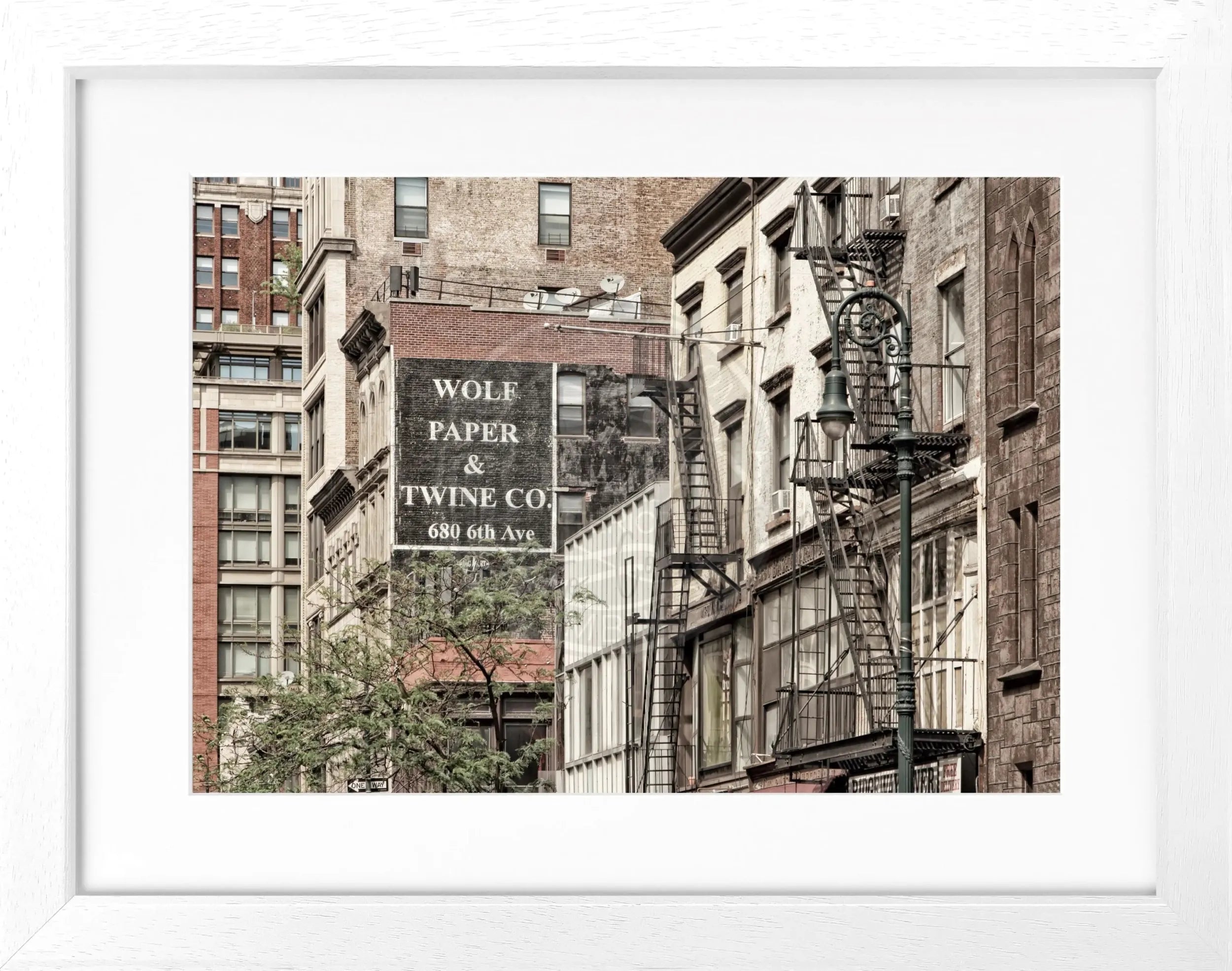 Schwarz-weiß Poster von New York NY91 mit Holzrahmen, 31x25cm, von Cosman-Photocollection, Wanddekoration mit Stadtmotiv