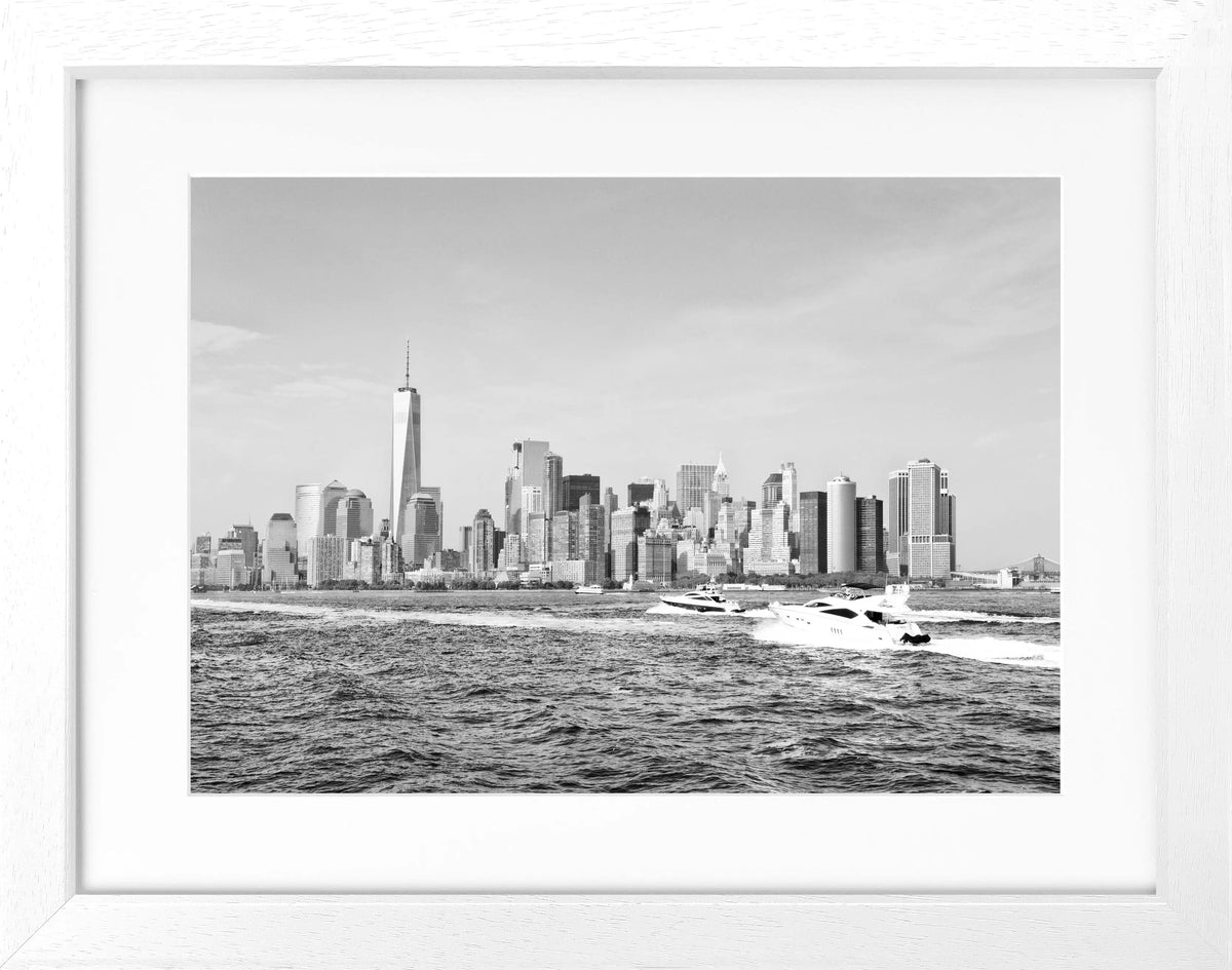 Schwarz-weiß Poster mit Rahmen von Cosman-Photocollection, New York Skyline, 31x25 cm, stilvolle Wanddekoration