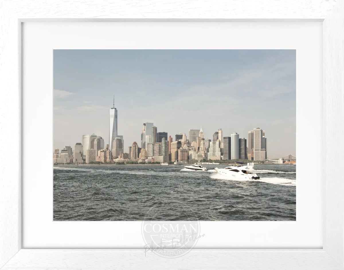 Schwarz-weiß Poster mit Rahmen von Cosman-Photocollection, New York Skyline, 31cm x 25cm, stilvoller Wanddekoration