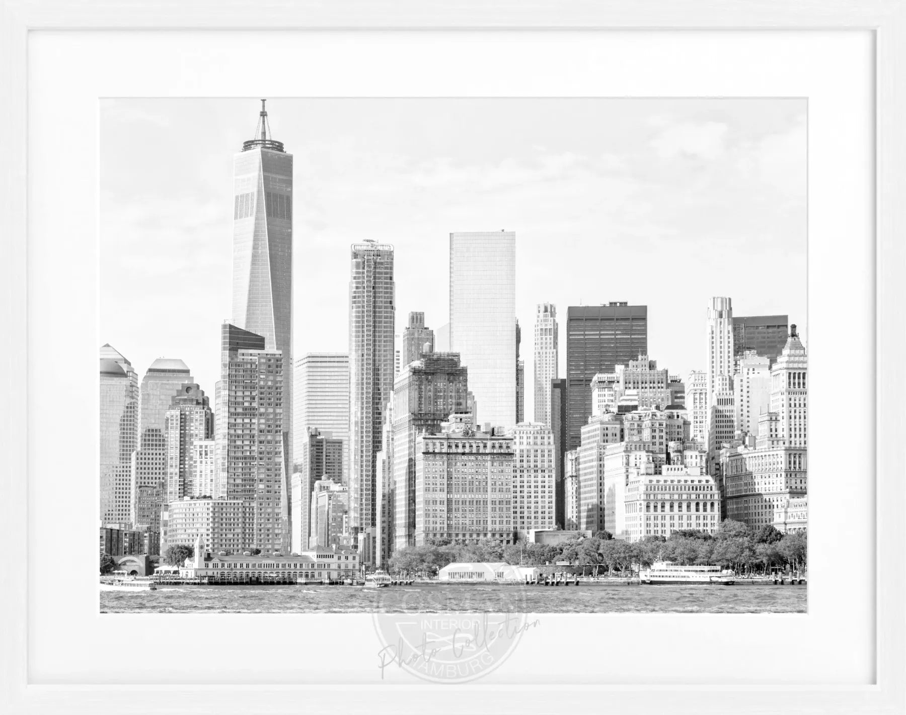 Schwarz-weiß Poster mit Rahmen, New York Skyline, Cosman-Photocollection, 31x25cm, Wanddekoration