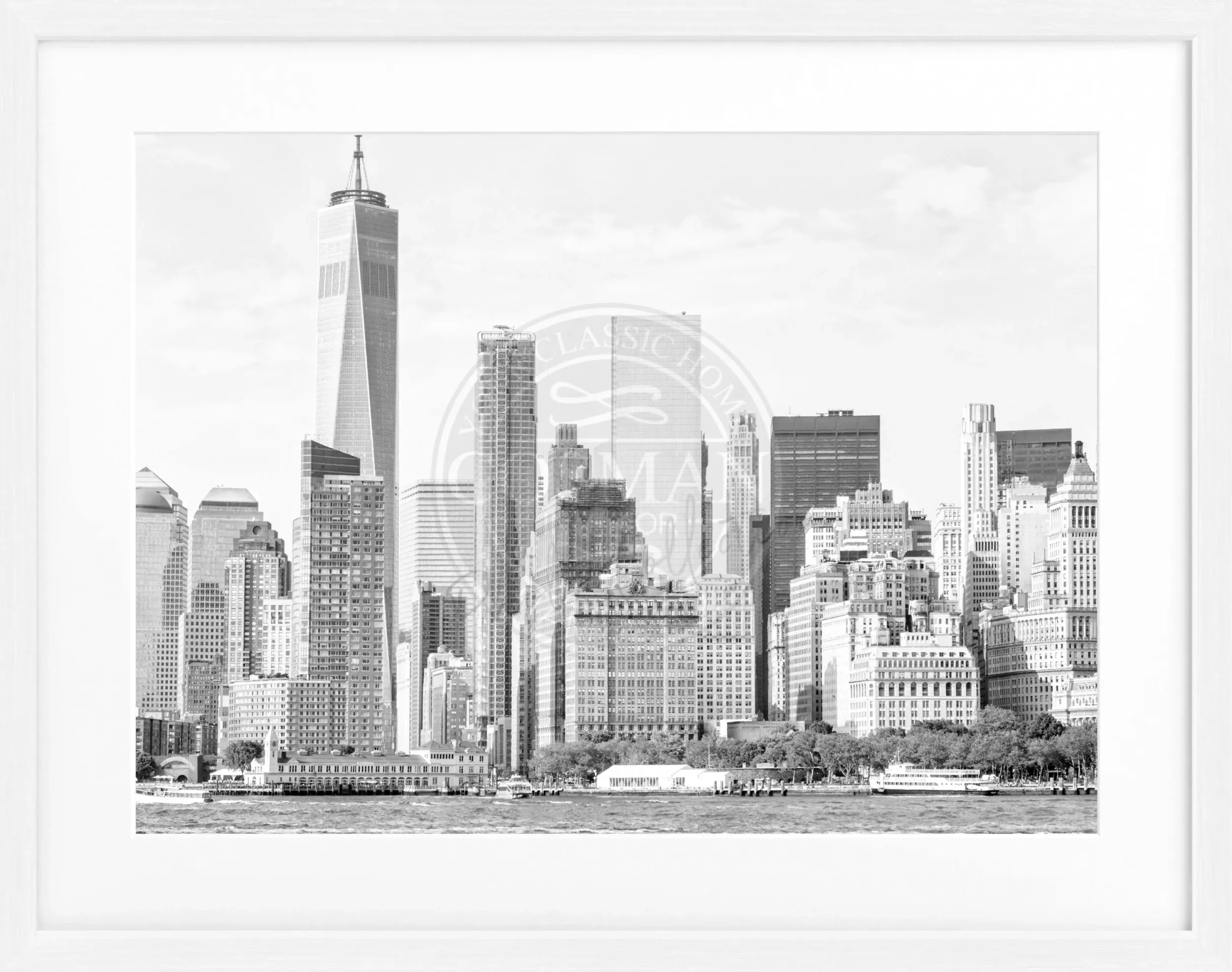 Schwarz-weiß Poster mit Rahmen, New York Skyline, Cosman-Photocollection, 31x25cm, Wanddekoration