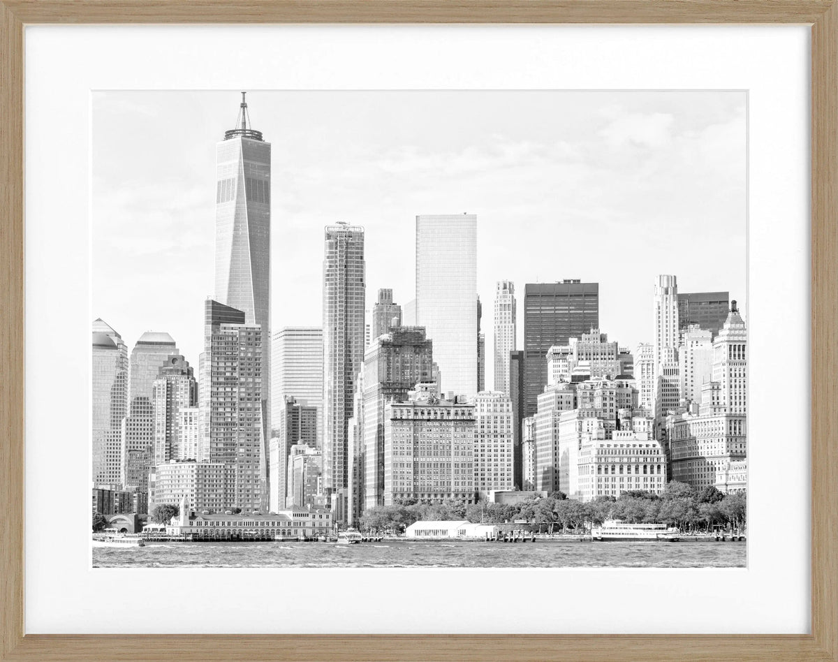Schwarz-weiß Poster mit Rahmen von Cosman-Photocollection, New York Skyline, 31x25 cm, kunstvoller Blick auf die Stadt.