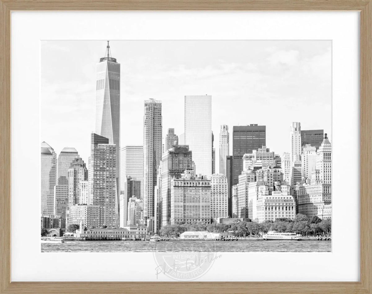 Schwarz-weiß Poster mit Rahmen von Cosman-Photocollection, New York Skyline, 31x25 cm, kunstvoller Blick auf die Stadt.