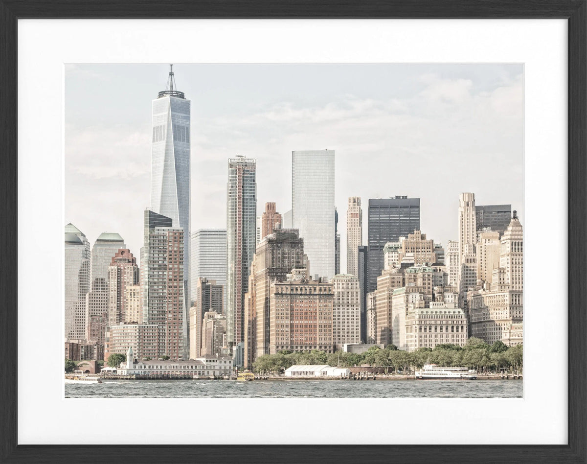 Schwarz-weiß Poster mit Rahmen von Cosman-Photocollection, New York Skyline, 31x25 cm, Wanddekoration für Stadtliebhaber
