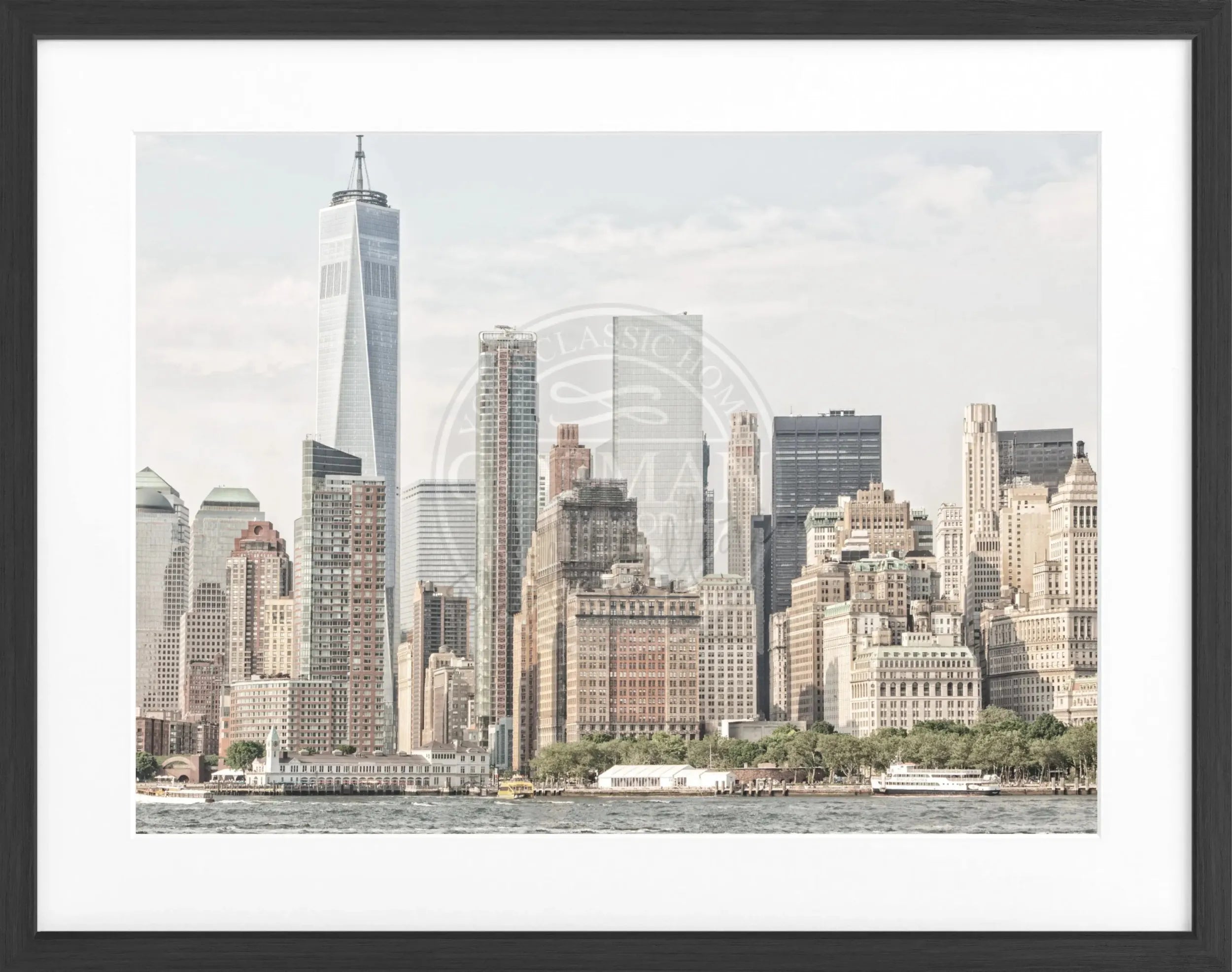 Schwarz-weiß Poster mit Rahmen von Cosman-Photocollection, New York Skyline, 31x25 cm, Wanddekoration für Stadtliebhaber