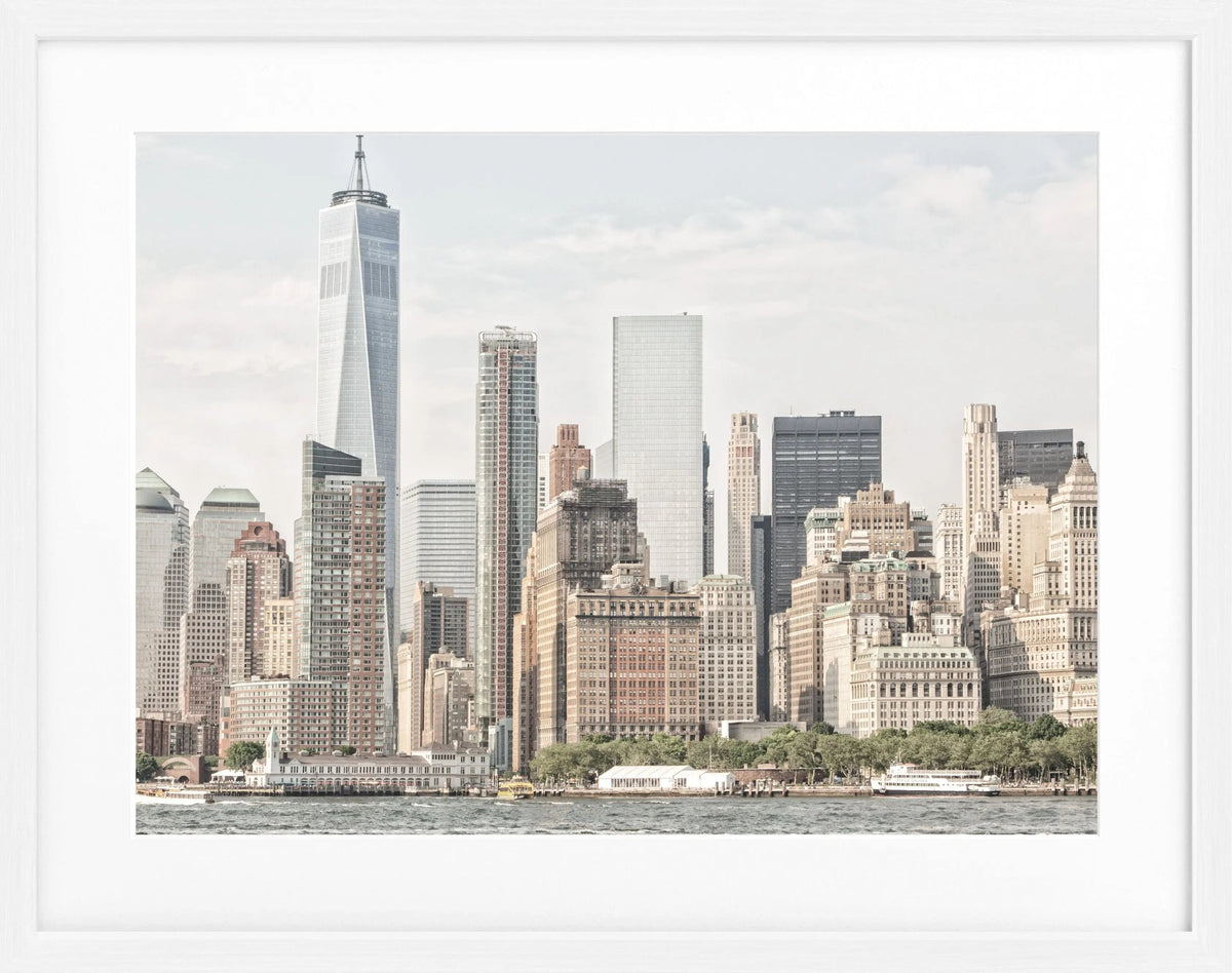 Schwarz-weiß Poster mit Rahmen von Cosman-Photocollection, New York Skyline, Maße 31x25 cm, urbanes Stadtbild.