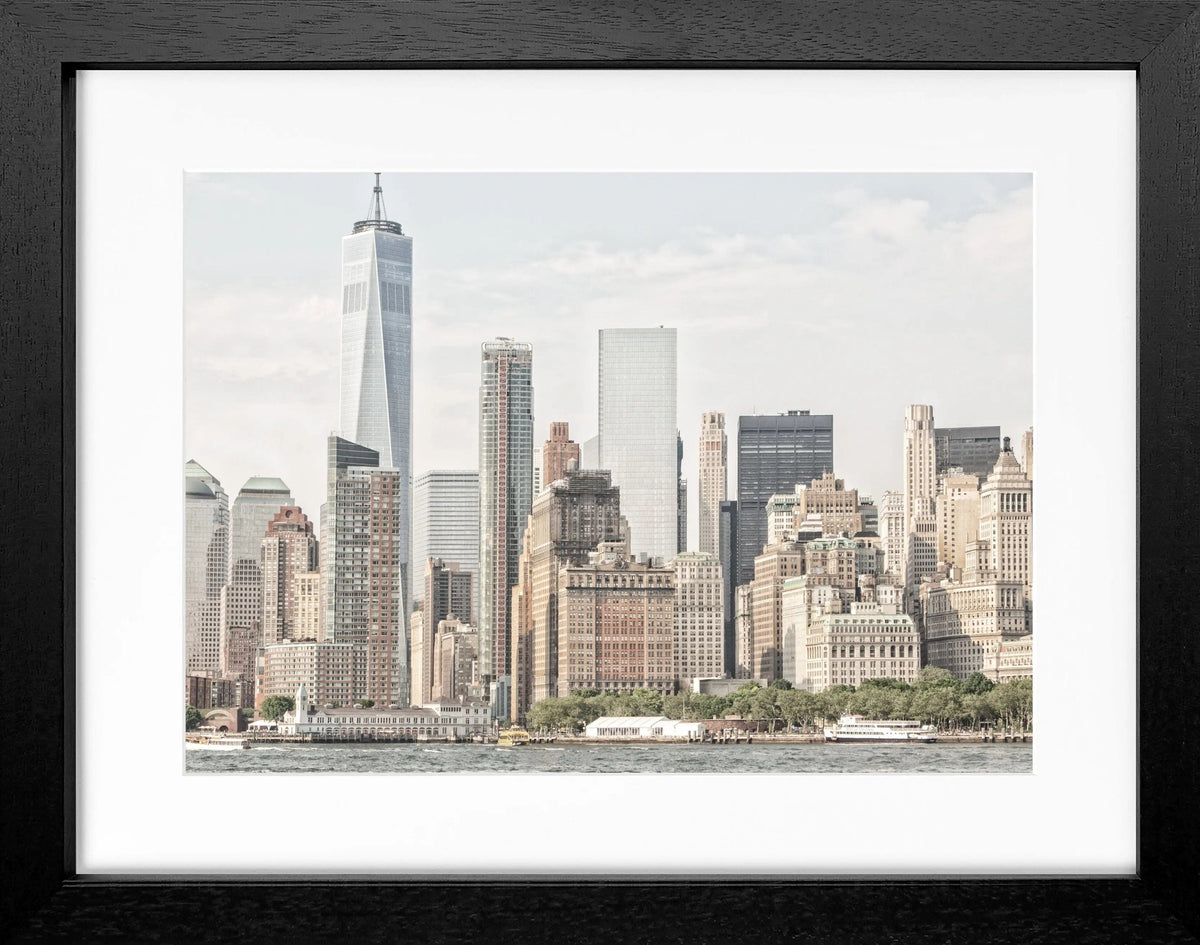 Schwarz-weiß Poster mit Rahmen, New York Skyline Motiv, 31x25 cm, von Cosman-Photocollection