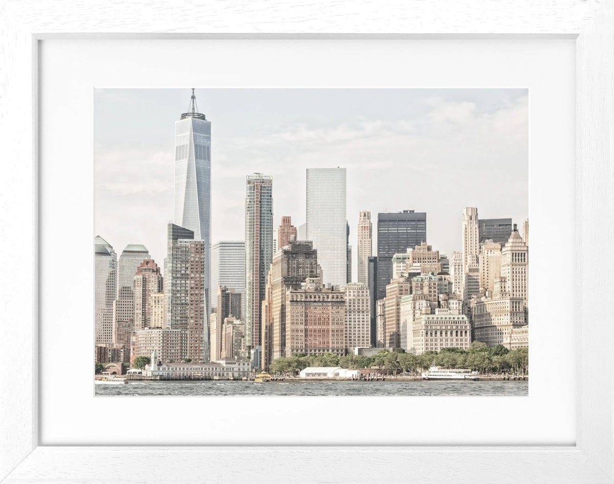Schwarz-weiß Poster mit Rahmen von Cosman-Photocollection, New York Skyline, 31x25 cm, dekoratives Wandbild