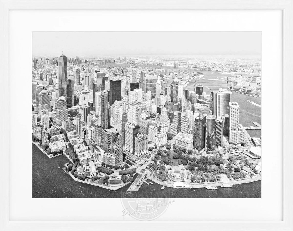 Schwarz-weiß Poster mit Rahmen, New York Skyline Motiv, 31x25cm, von Cosman-Photocollection