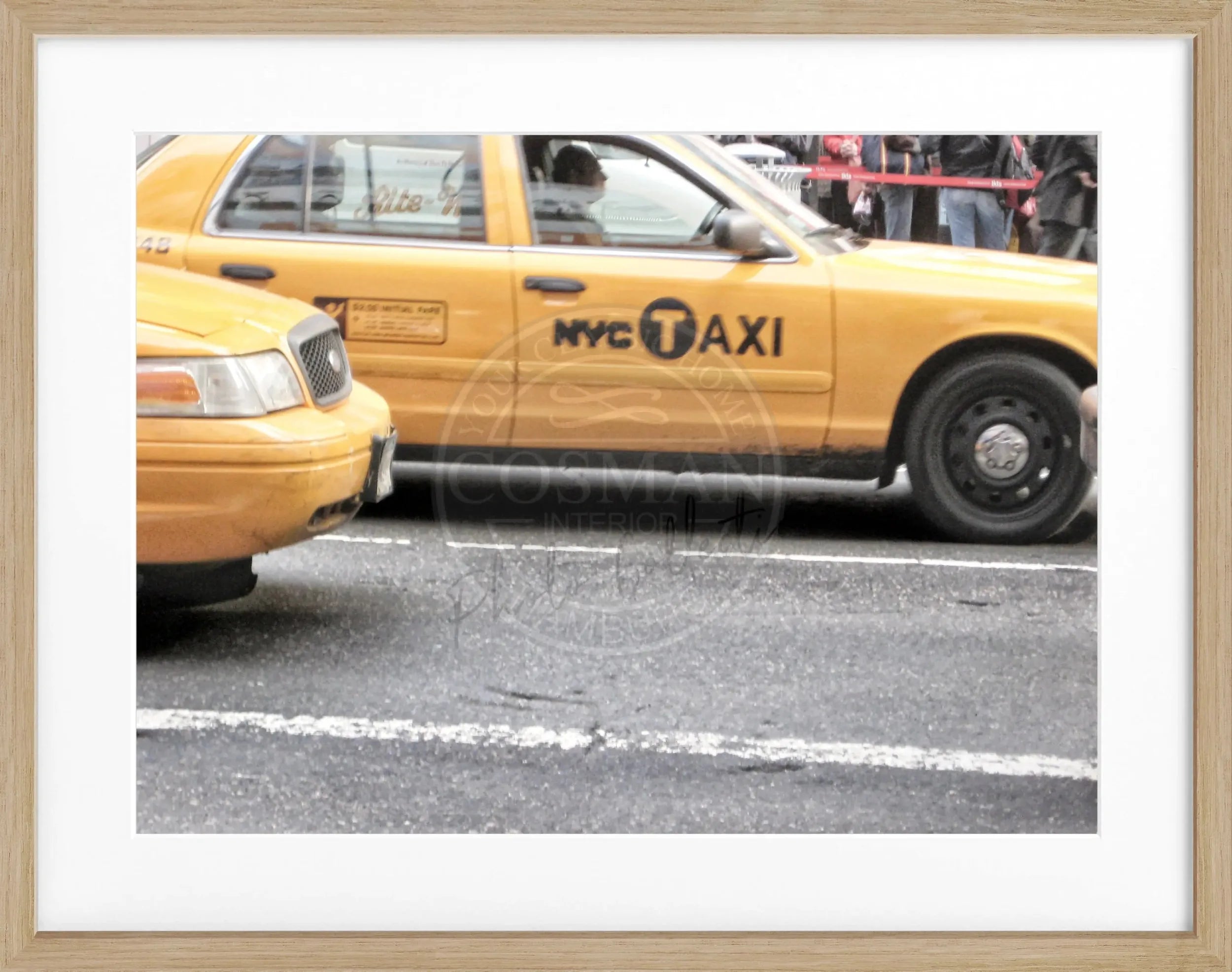 Schwarz-weiß Poster mit Rahmen, New York ’Yellow Cap’ NY61 von Cosman-Photocollection, 31x25 cm, urbanes Stadtmotiv