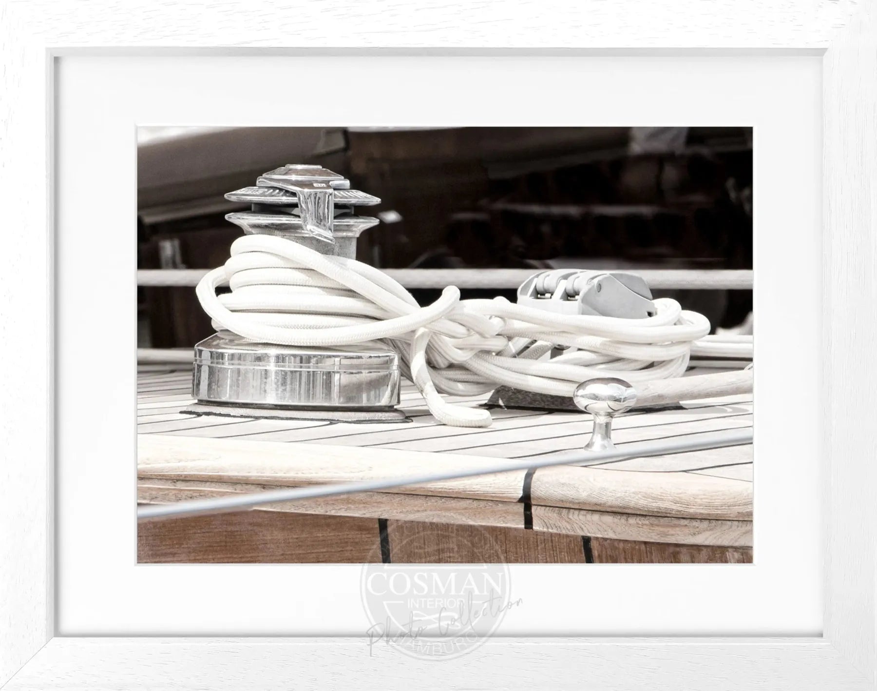 Schwarz-weiß Poster mit Rahmen „Sailing“ von Cosman-Photocollection, 31x25cm, mit Segelboot-Motiv in Saint Tropez