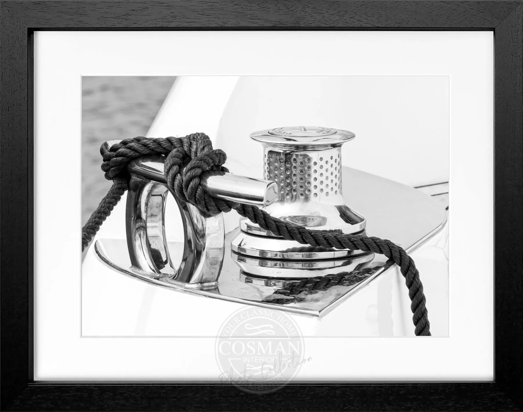 Schwarz-weiß Poster 'Sailing' mit Rahmen von Cosman-Photocollection, Motiv Saint Tropez, 31x25cm, dekoratives Wandbild