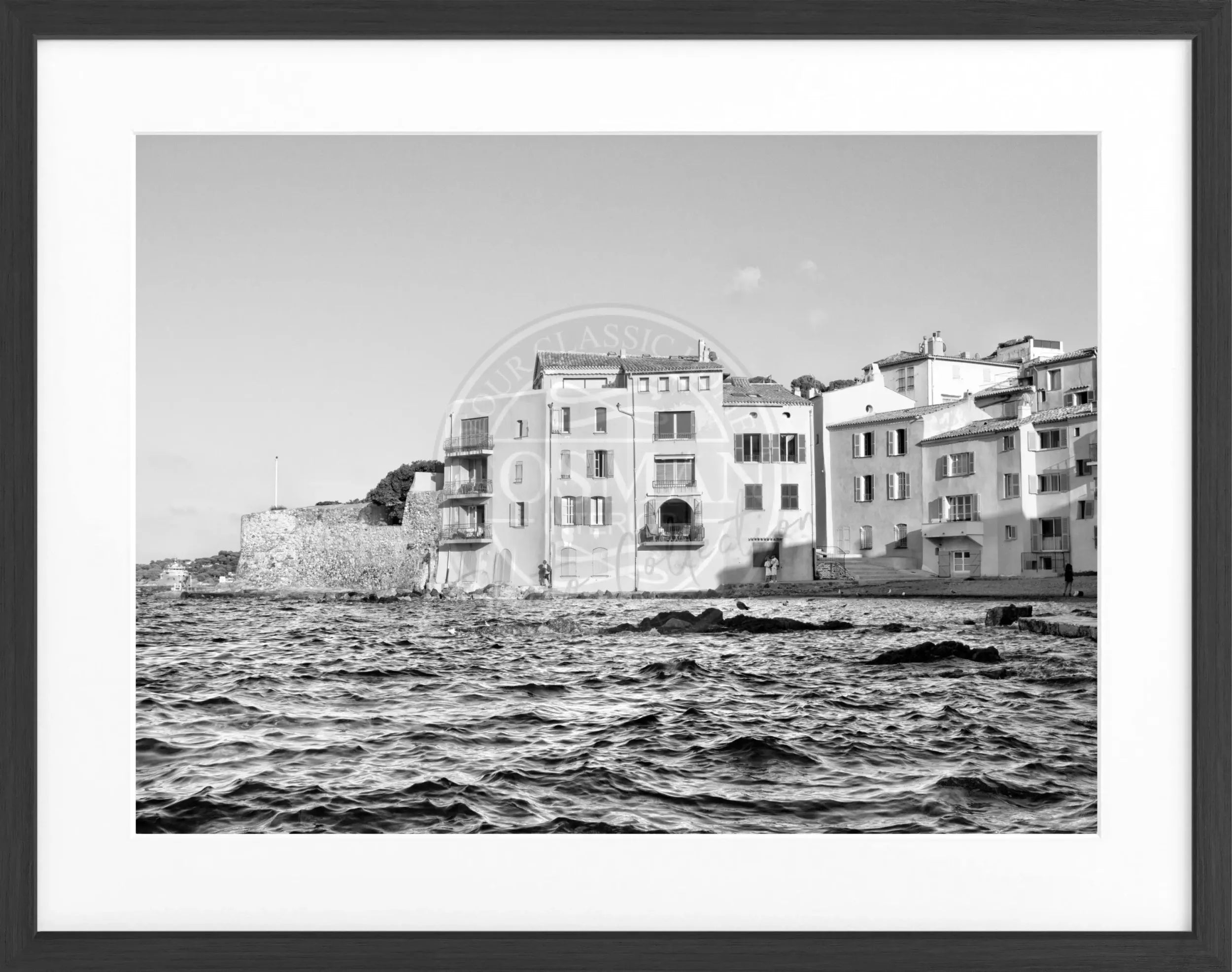 Schwarz-weiß Poster mit Rahmen von Saint Tropez, 31x25 cm, von Cosman-Photocollection, Wanddekoration im modernen Stil