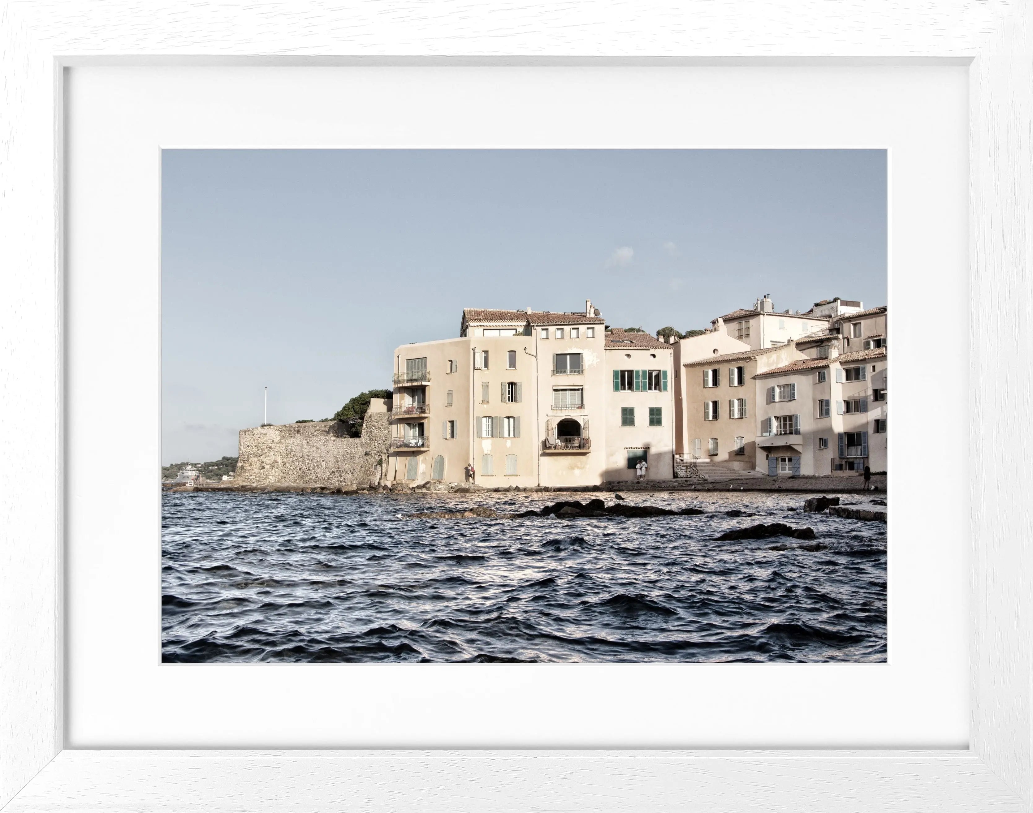 Schwarz-weiß Poster mit Rahmen Saint Tropez ST04 von Cosman-Photocollection, 31x25 cm, elegante Wanddekoration