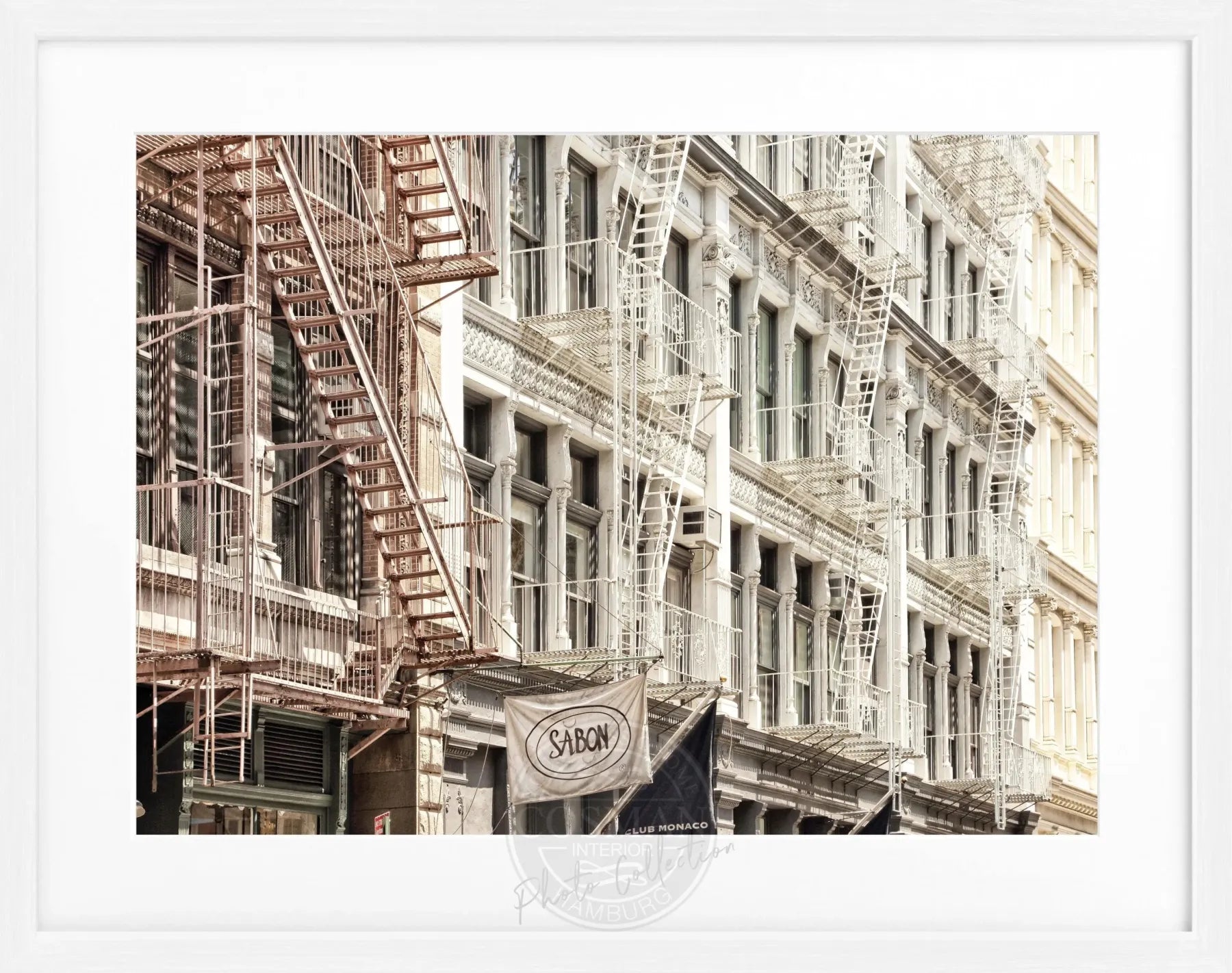Schwarz-weiß Poster mit Rahmen ‘SOHO’ von Cosman-Photocollection, New York Stadtmotiv, 31x25 cm, Wanddekoration