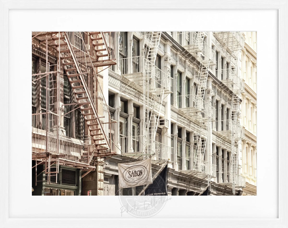 Schwarz-weiß Poster mit Rahmen ‘SOHO’ von Cosman-Photocollection, New York Stadtmotiv, 31x25 cm, Wanddekoration