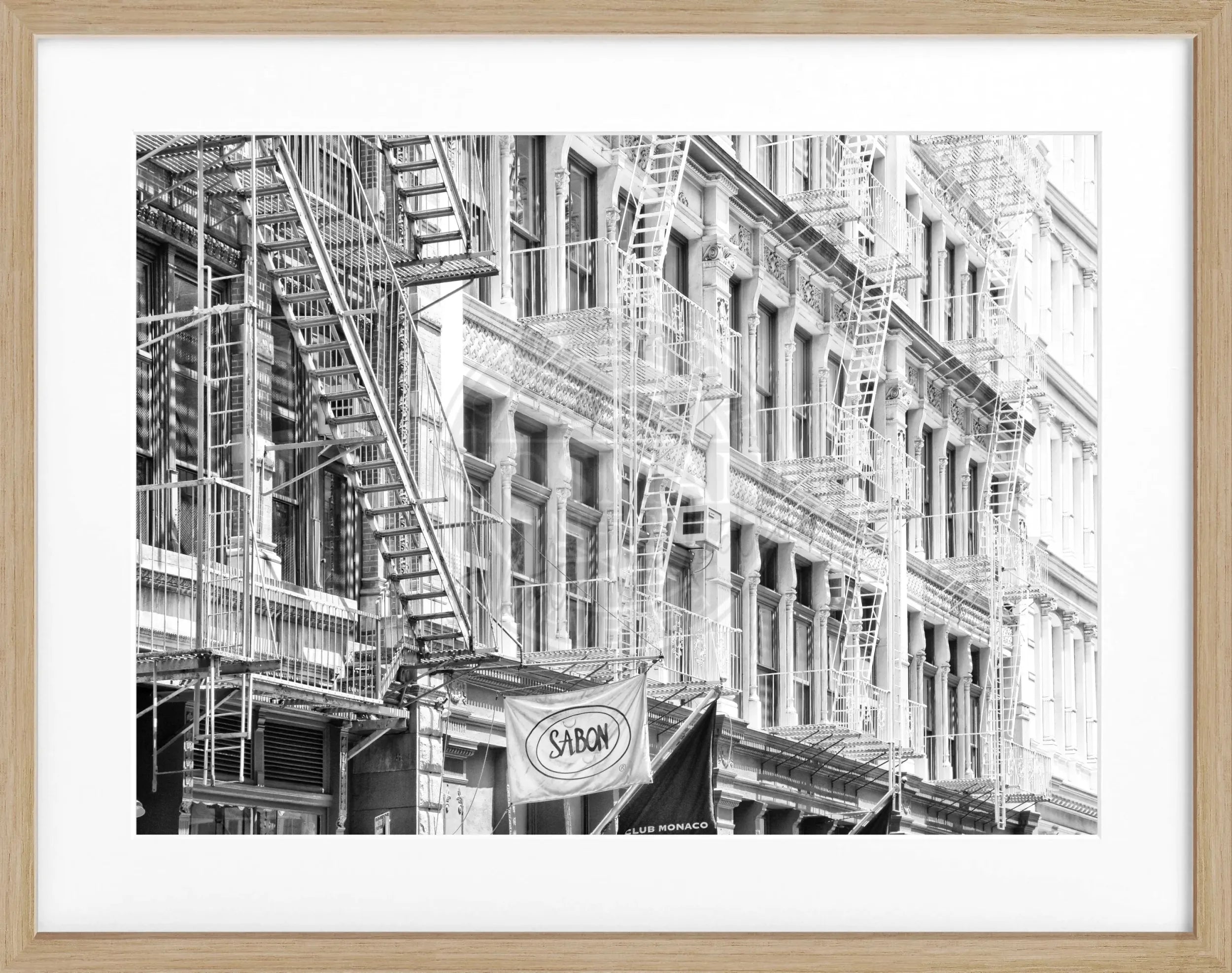 Schwarz-weiß Poster mit Rahmen 'SOHO' von Cosman-Photocollection, New York, Motiv, 31x25 cm
