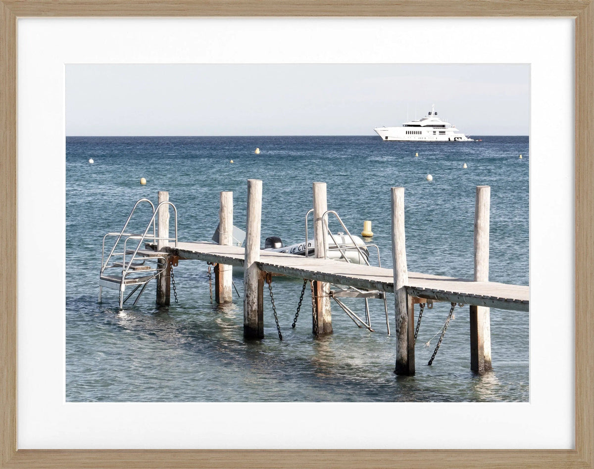 Schwarz-weiß Poster mit Rahmen „Steg Le Club 55“ Saint Tropez, von Cosman-Photocollection, 31x25 cm, stilvolles Wandbild