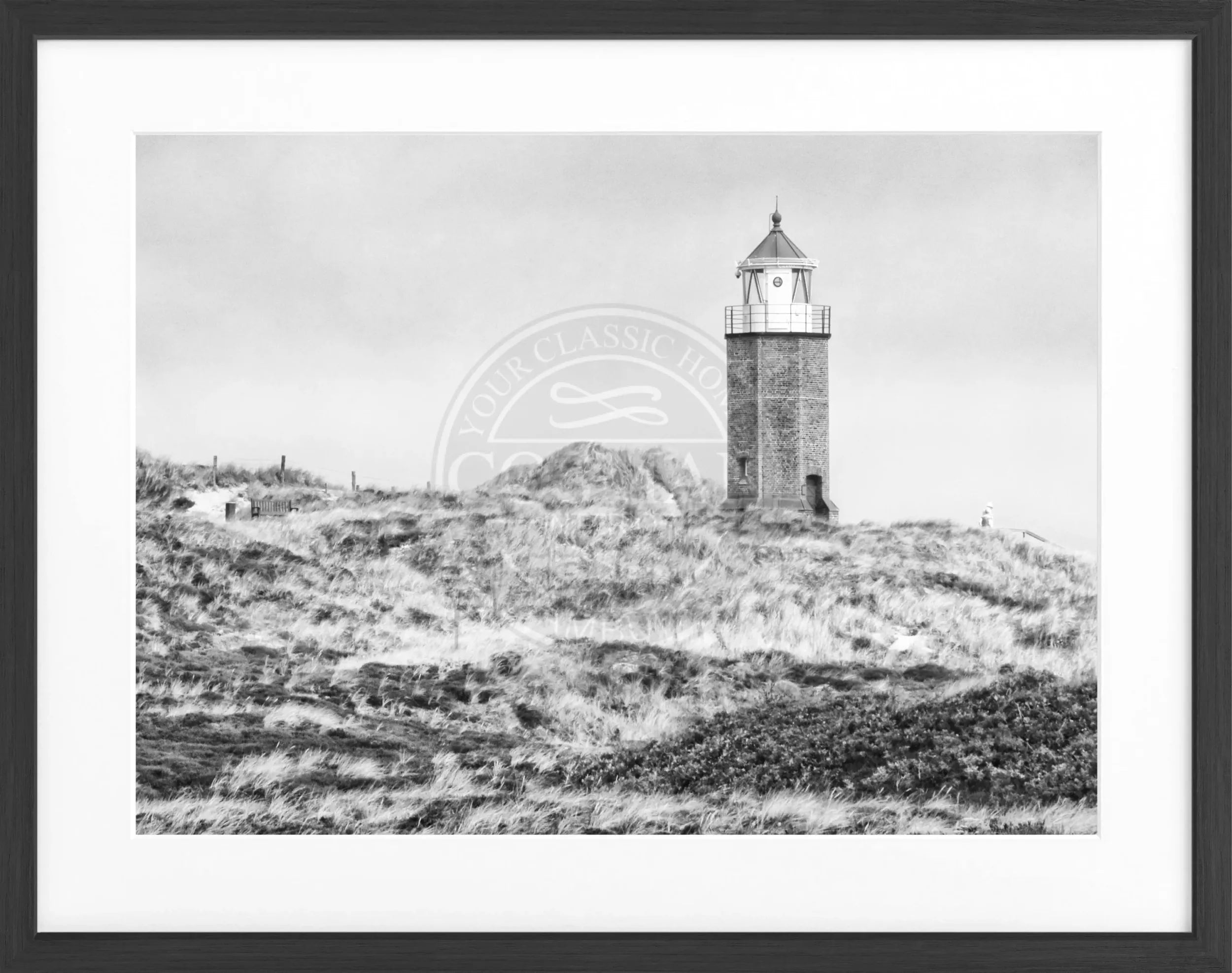 Schwarz-weiß Poster mit Rahmen, Sylt Dünen Kampen, Cosman-Photocollection, 31x25 cm, Wanddekoration