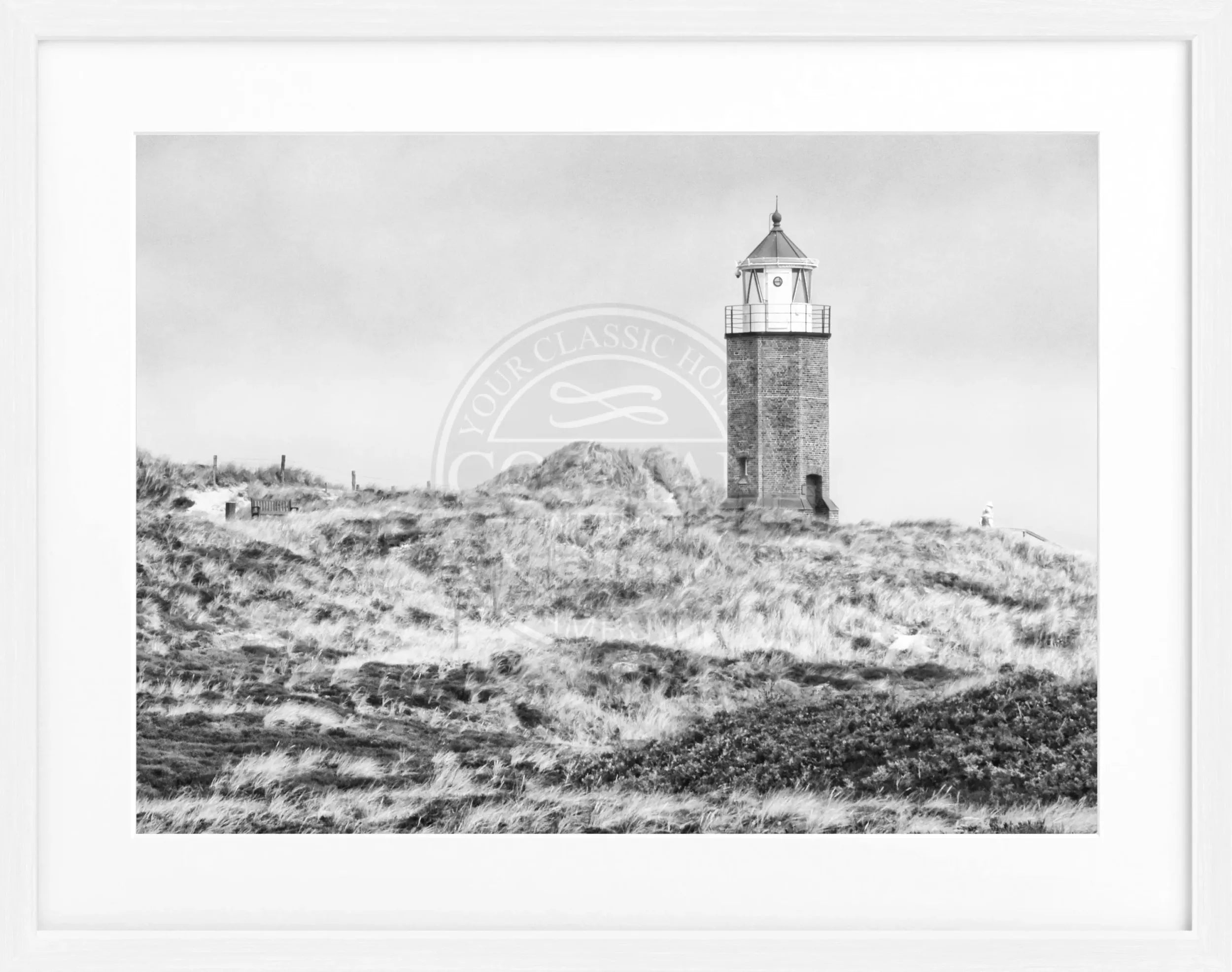 Schwarz-weiß Poster mit Rahmen, Sylt Dünen Kampen, Cosman-Photocollection, 31x25cm, dekoratives Wandbild