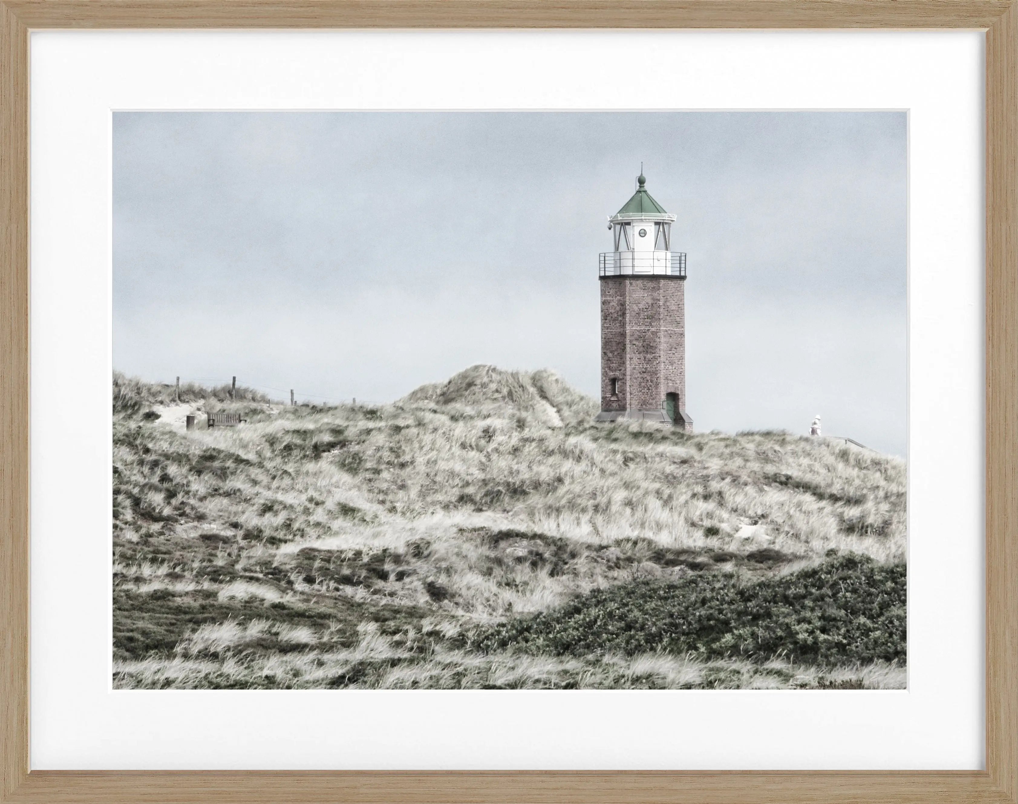Schwarz-weiß Poster mit Rahmen von Cosman-Photocollection, Motiv der Dünen in Kampen auf Sylt, 31x25 cm