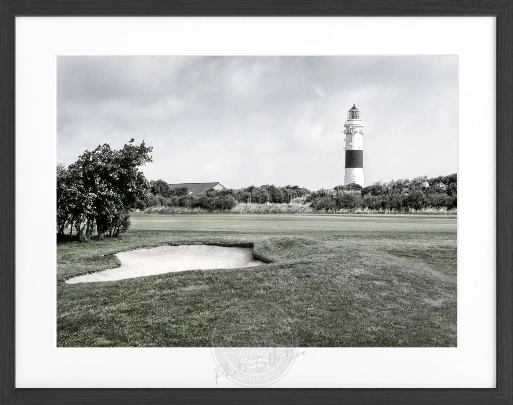 Schwarz-weiß Poster mit Rahmen von Cosman-Photocollection, Leuchtturm auf Sylt Kampen, 31x25 cm, Wanddekoration