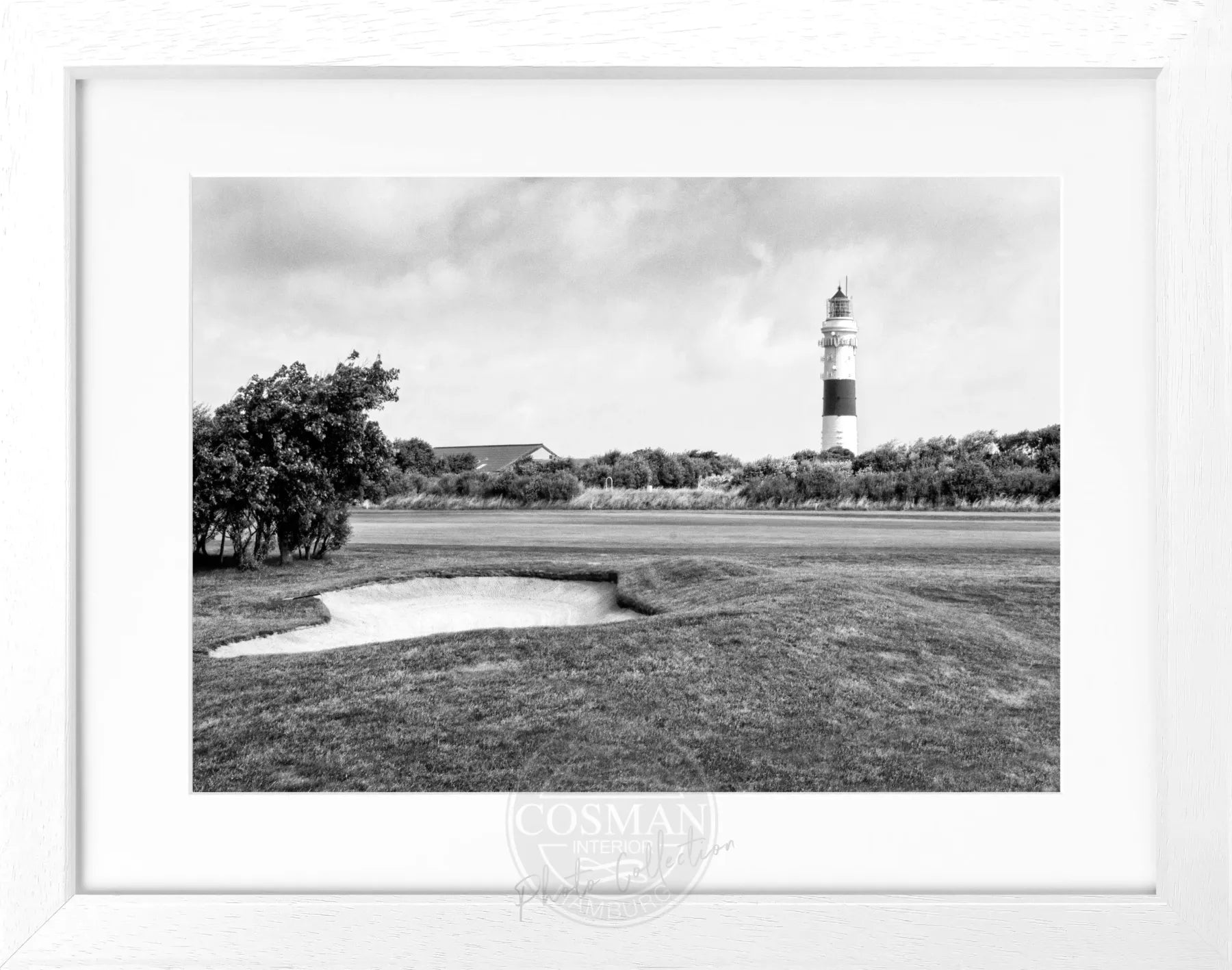 Schwarz-weiß Poster mit Rahmen von Cosman-Photocollection, Leuchtturm auf Sylt in Kampen, 31x25 cm, Wanddekoration