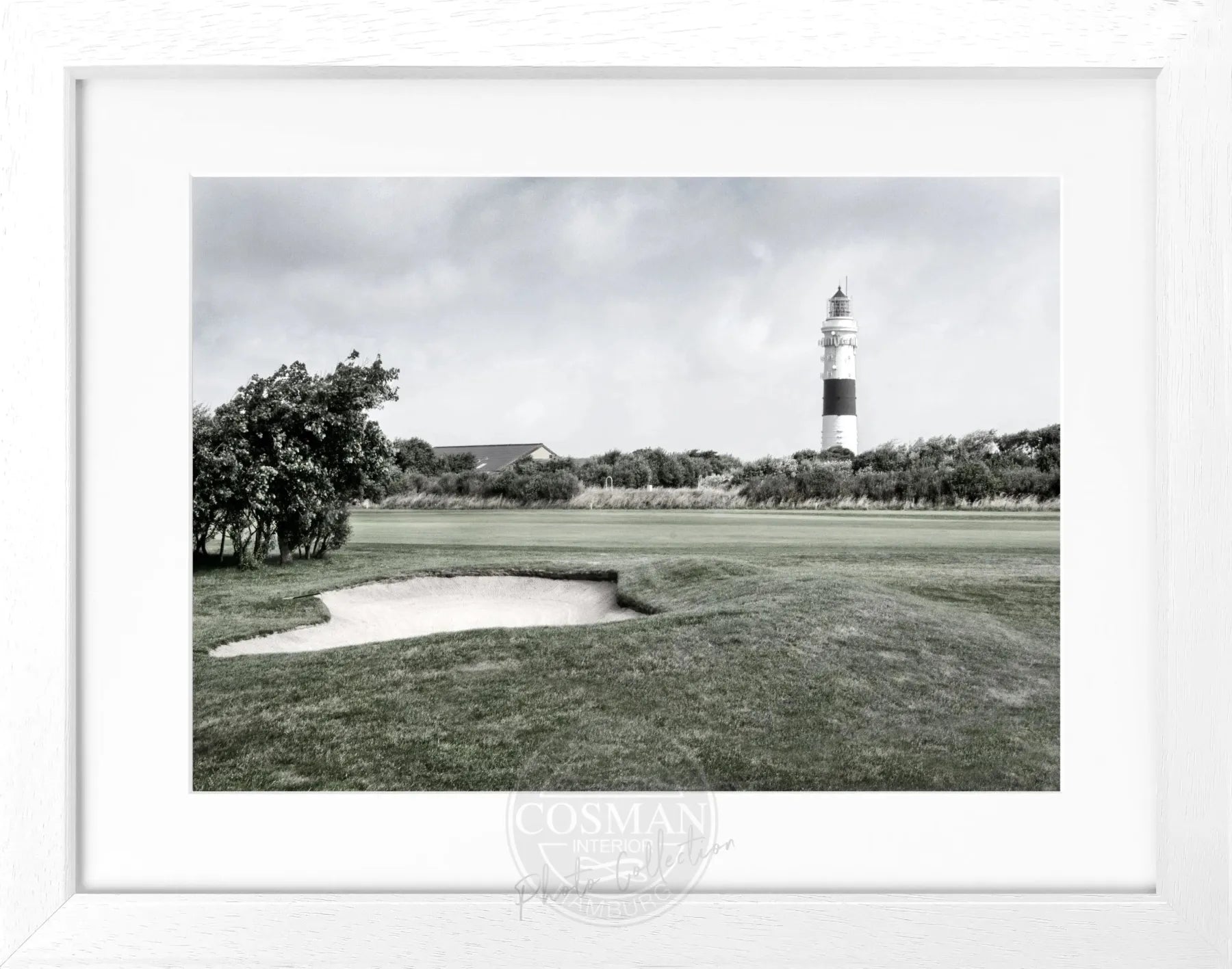 Schwarz-weiß Poster mit Rahmen, Sylt Leuchtturm Kampen, von Cosman-Photocollection, 31x25 cm, Wanddekoration