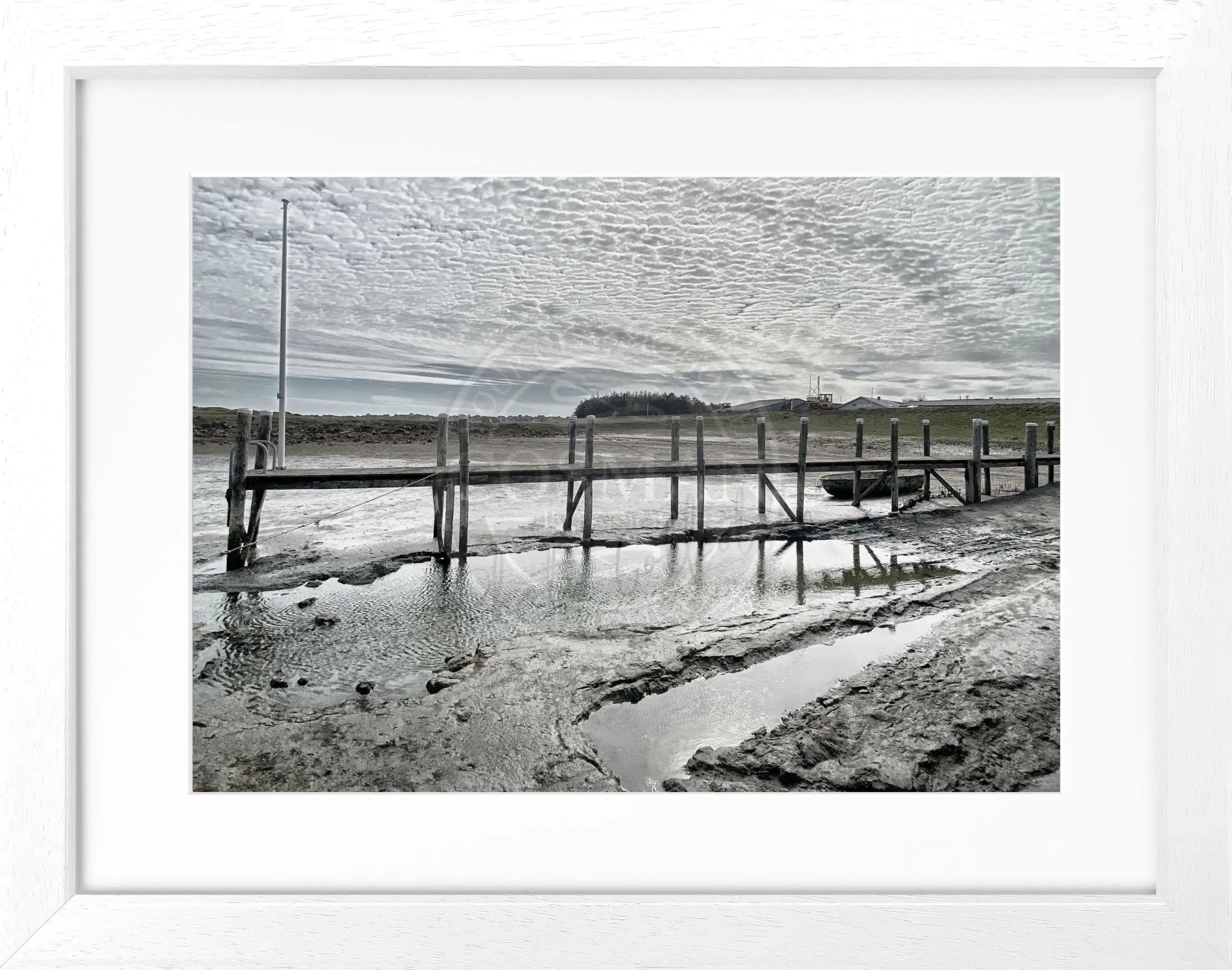 Schwarz-weiß Poster mit Rahmen, Sylt Rantum Hafen, von Cosman-Photocollection, 31x25 cm, maritimes Meeresmotiv