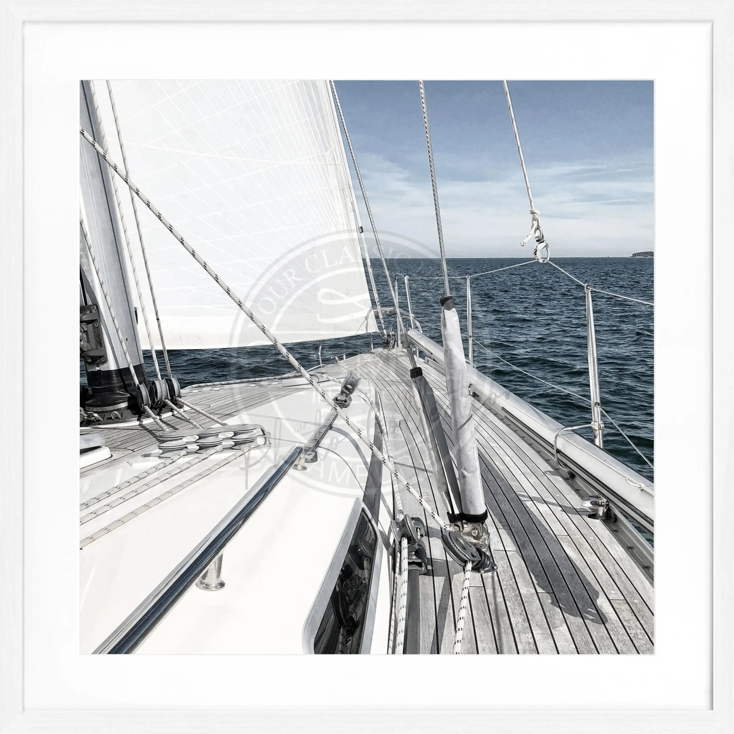 Schwarz-weiß Poster mit Rahmen, Segelboot-Motiv, von Cosman-Photocollection, im quadratischen Format 55x55 cm