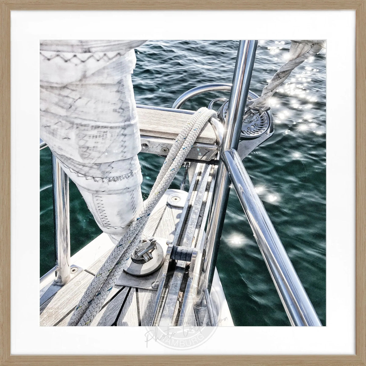 Schwarz-weiß Poster mit Rahmen, Segelboot-Motiv, von Cosman-Photocollection, quadratisch 55x55cm, dekoratives Wandbild