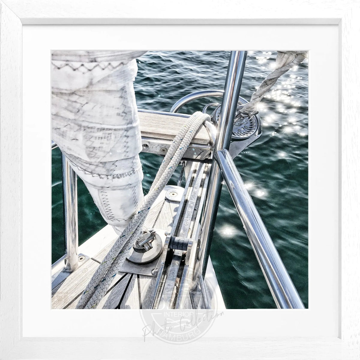 Schwarz-weiß Poster mit Rahmen von Cosman-Photocollection, Segelboot-Motiv, quadratisch, 55x55cm, stilvolle Wanddekoration