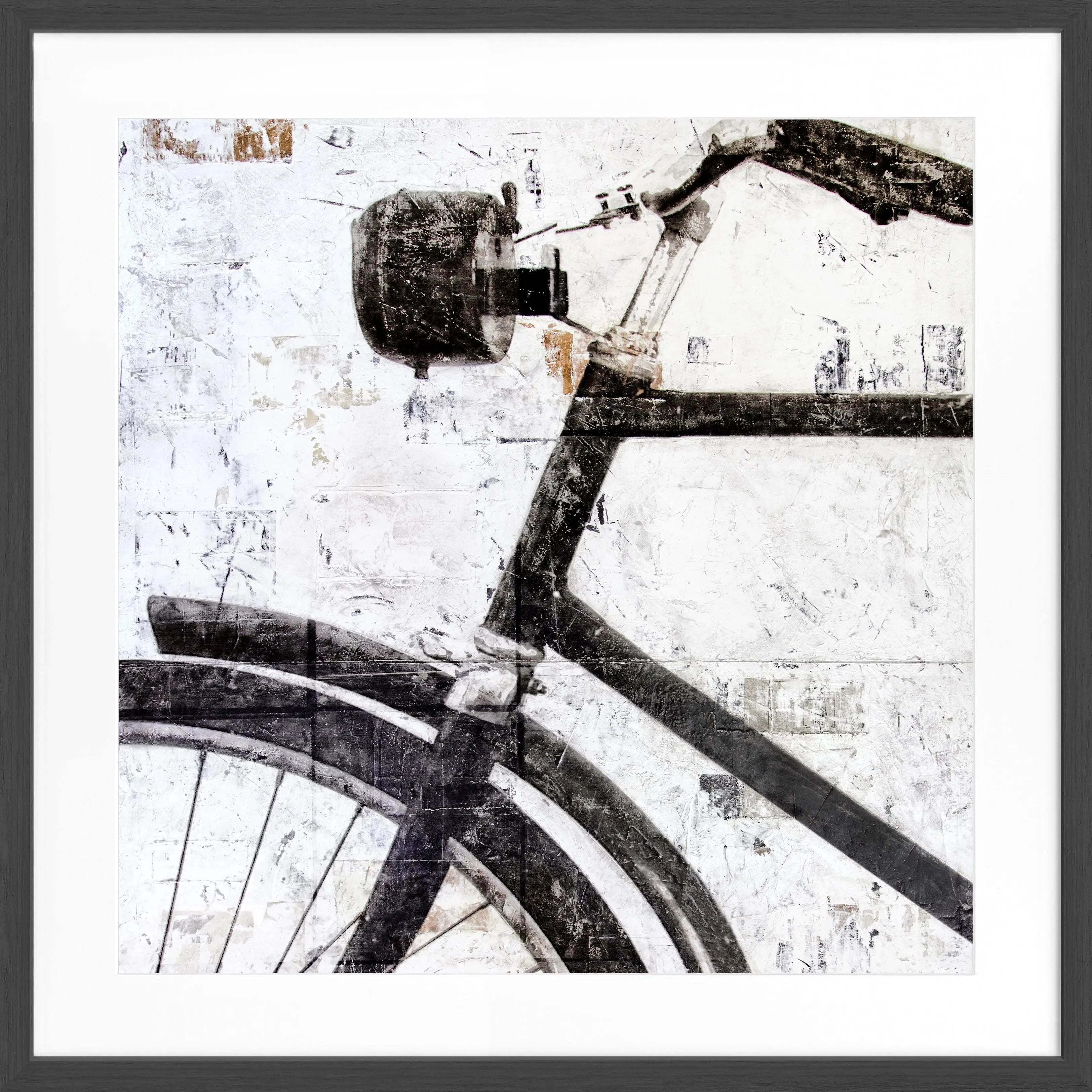 Schwarz-weißes Fahrrad-Poster mit Rahmen von Cosman-Photocollection im quadratischen Format 55x55cm.