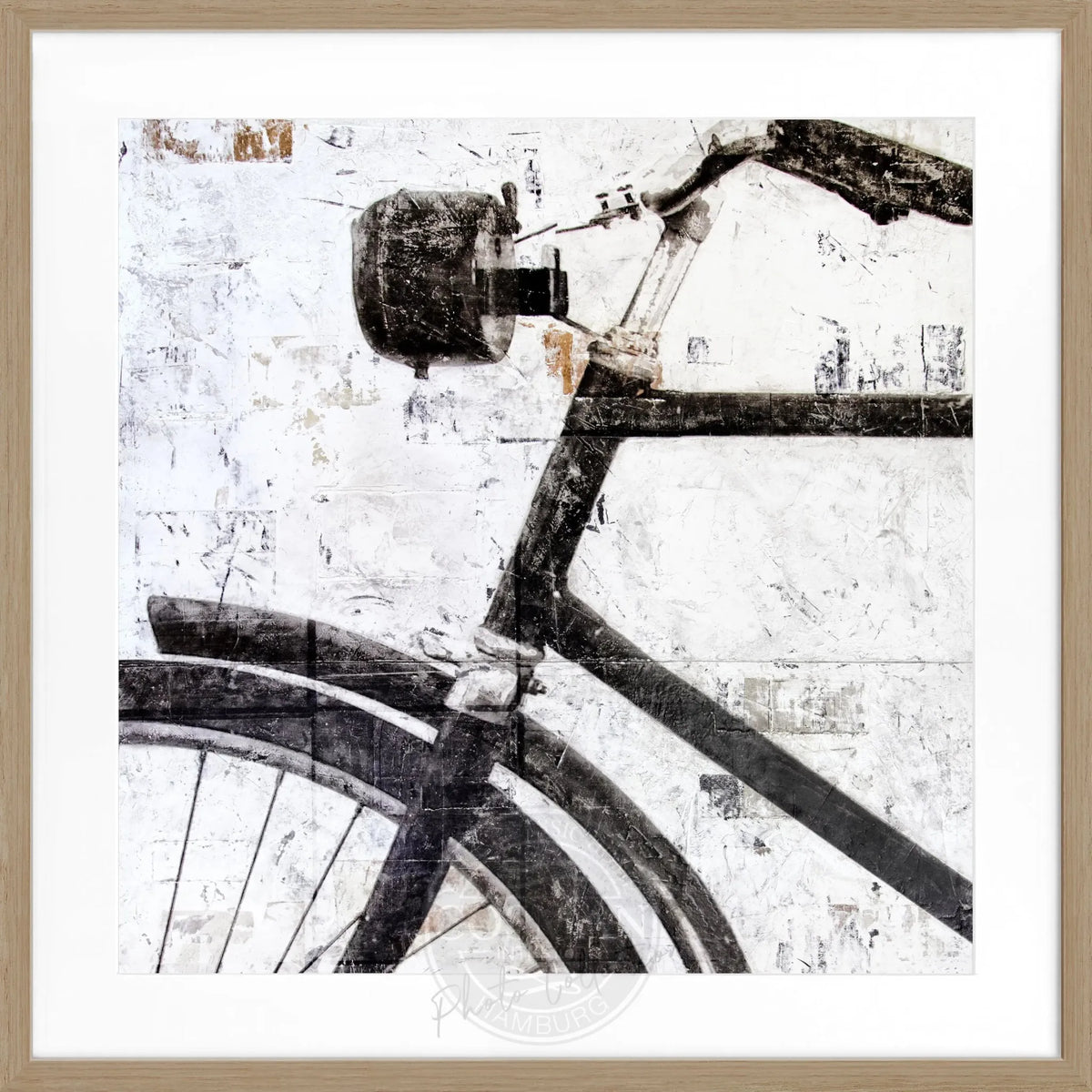 Schwarz-weiß Fahrrad-Poster mit Rahmen, 55x55cm, von Cosman-Photocollection, modernes Wandbild im quadratischen Format.