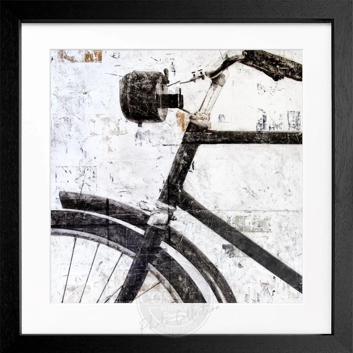 Schwarz-weißes Fahrrad-Poster mit Rahmen, 55x55cm, von Cosman-Photocollection, quadratisches Wandbild