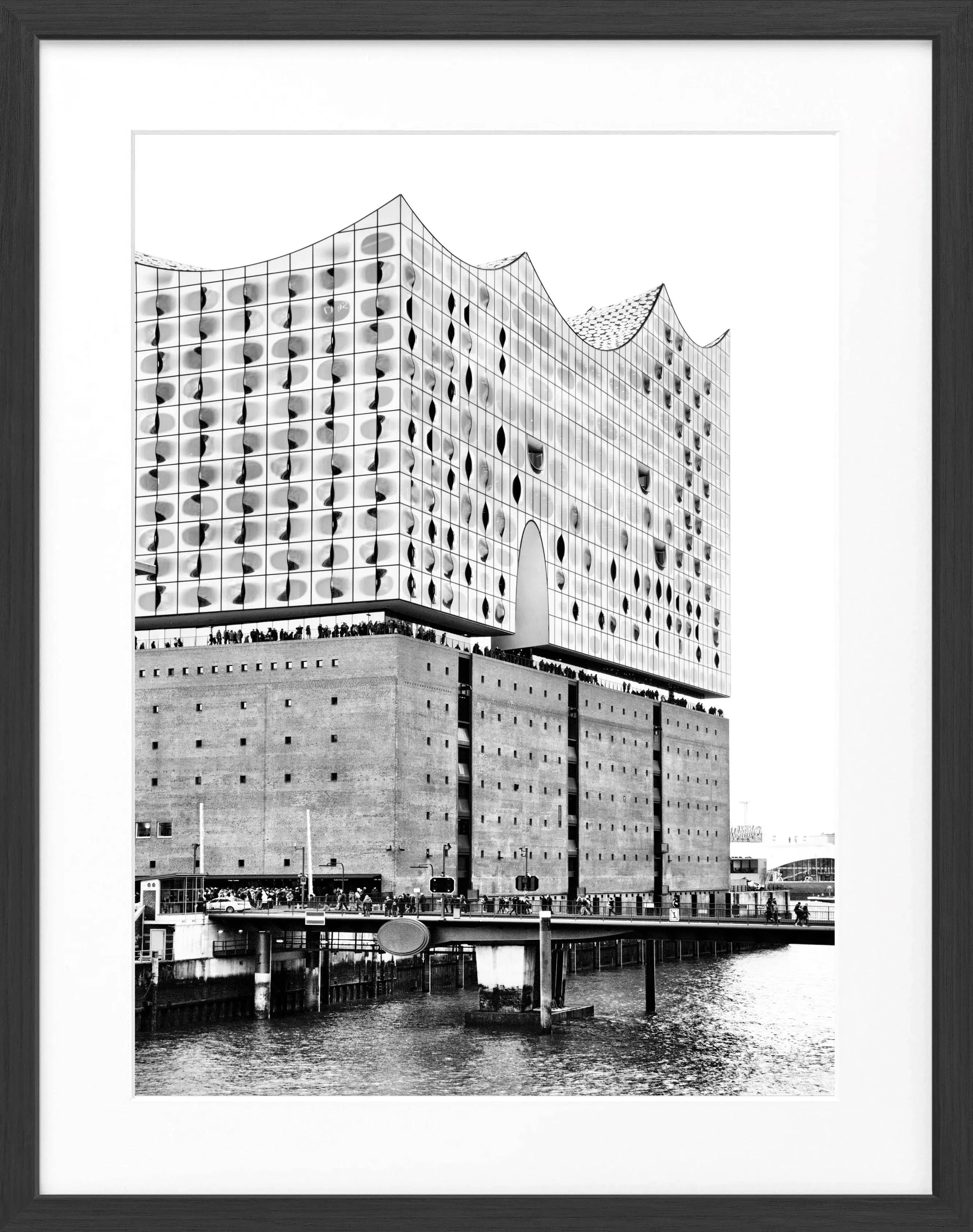 Schwarz-weiß Poster Hamburg Elphi mit Rahmen, stilvolle Wanddekoration von Cosman-Photocollection, 25x31 cm