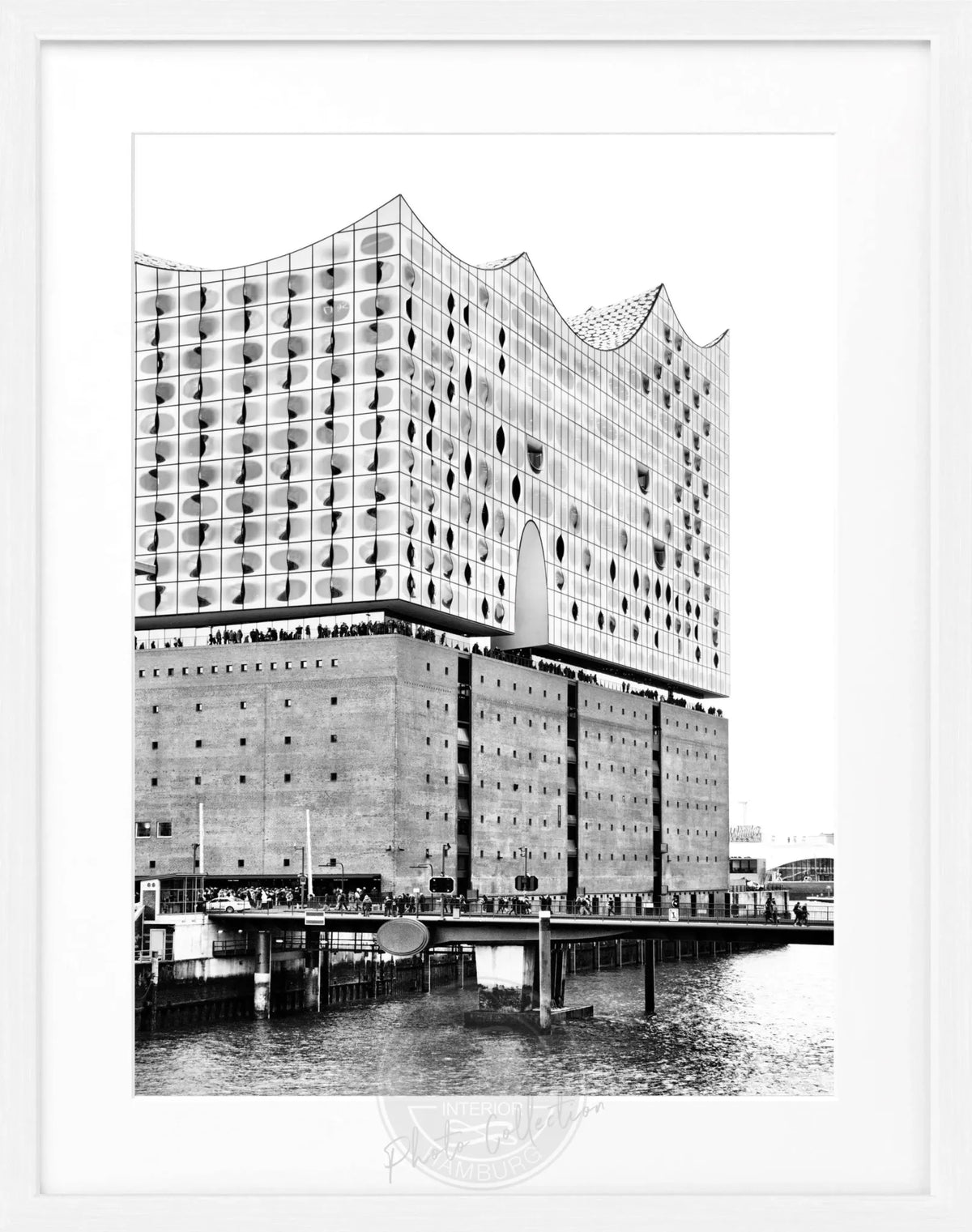 Schwarz-weiß Poster Hamburg Elphi mit Rahmen, stilvolle Wanddekoration von Cosman-Photocollection, 25x31 cm.