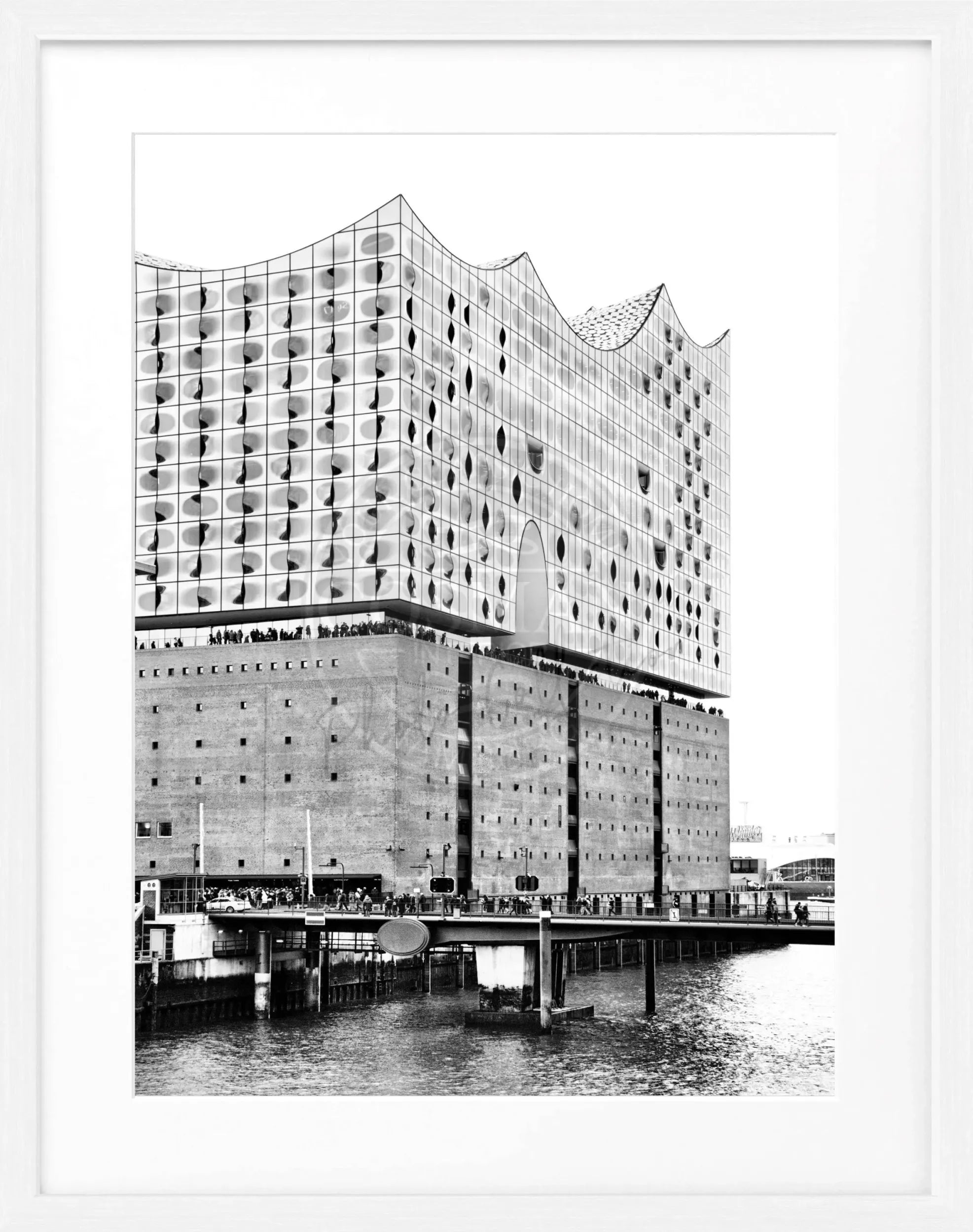 Schwarz-weiß Poster Hamburg Elphi mit Rahmen, stilvolle Wanddekoration von Cosman-Photocollection, 25x31 cm.