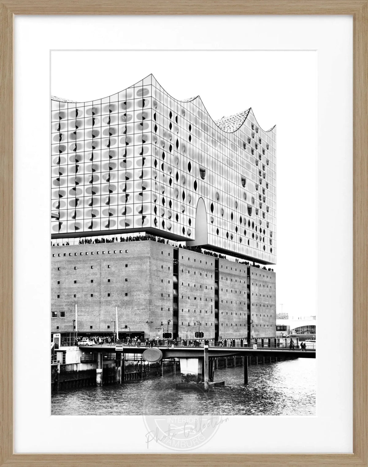 Schwarz-weiß Poster Hamburg Elphi mit Rahmen, stilvolle Wanddekoration von Cosman-Photocollection, 25x31 cm.