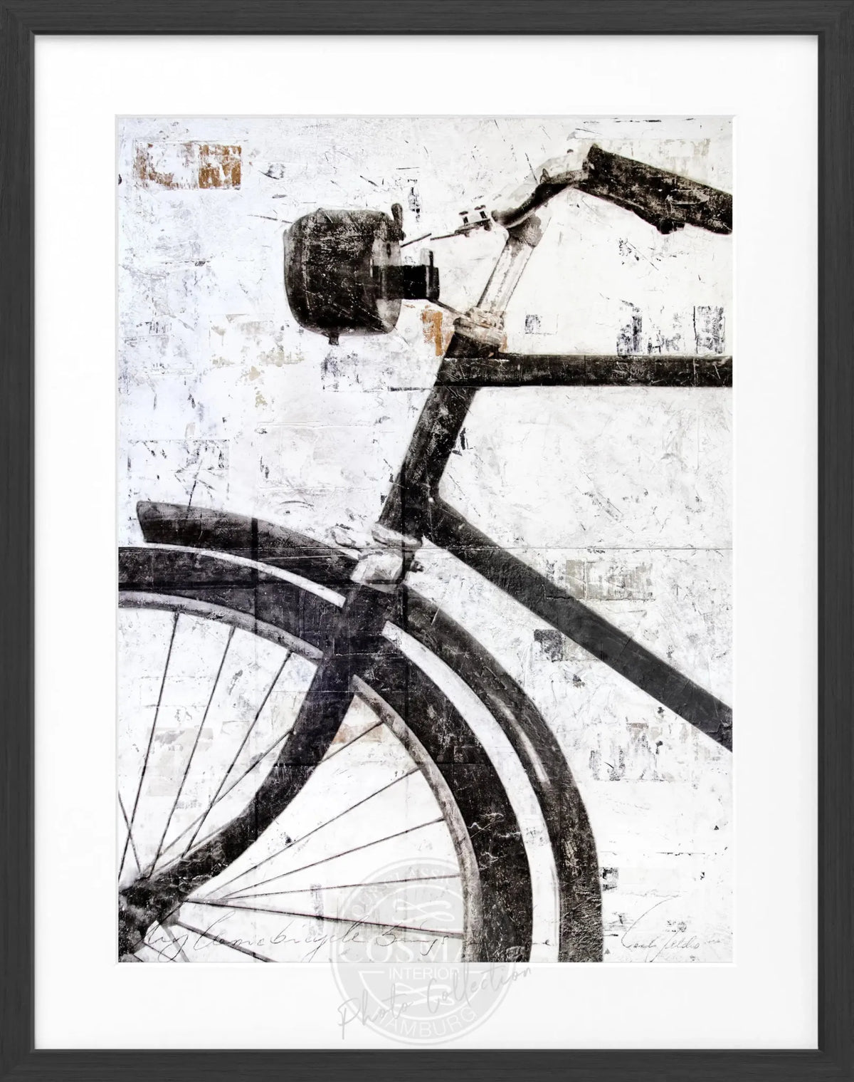 Schwarzer Fahrrad-Poster mit Rahmen von Cosman-Photocollection, 25x31 cm, dekoratives Wandbild für Fahrradliebhaber.