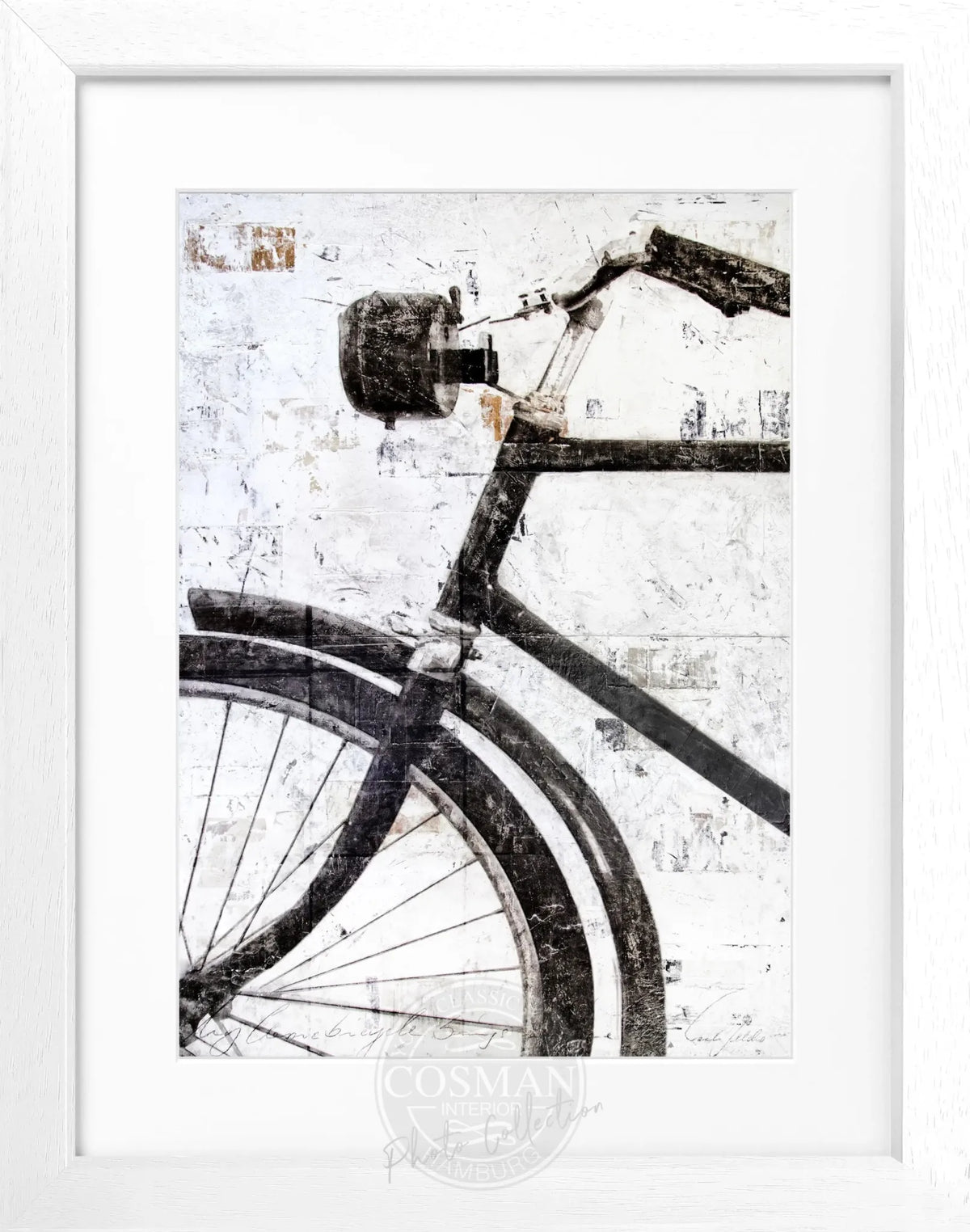 Schwarz-weiß Fahrrad-Poster mit Rahmen von Cosman-Photocollection, 25x31 cm, dekoratives Wandbild für Fahrradliebhaber
