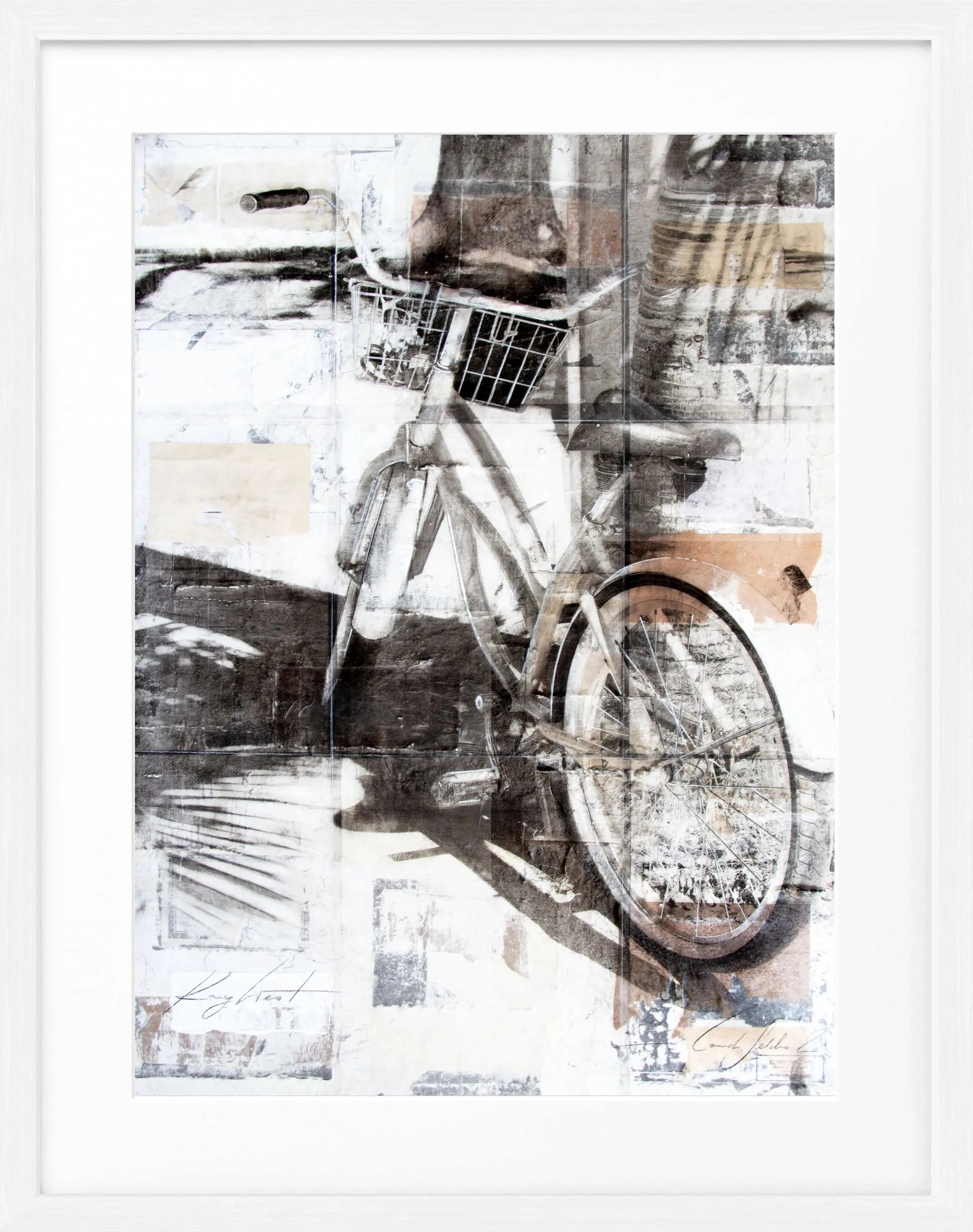 Schwarzer Poster mit Rahmen, Florida ’BIKE’ Key West Motiv, von Cosman-Photocollection, 25x31 cm, ideal für Wanddekoration