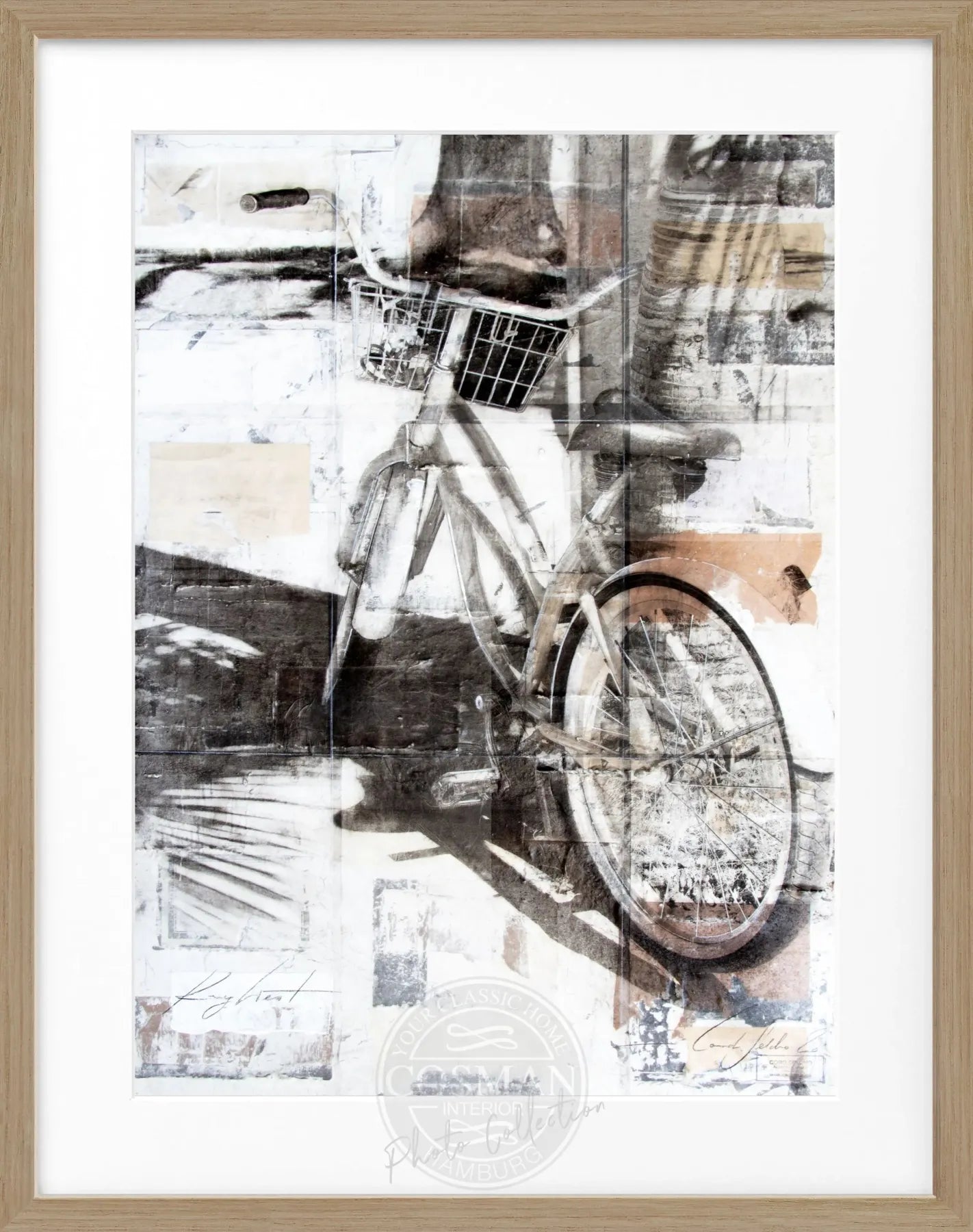 Poster mit Rahmen von Cosman-Photocollection, Florida Bike Key West, Schwarz, 25x31 cm, Wanddekoration, Fotografie, Urlaubsbild